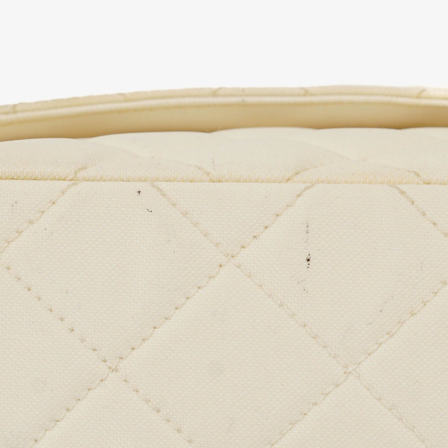 Chanel Medium Classic White Fabric Single Flap Bag With 24K Gold-Plated Hardware