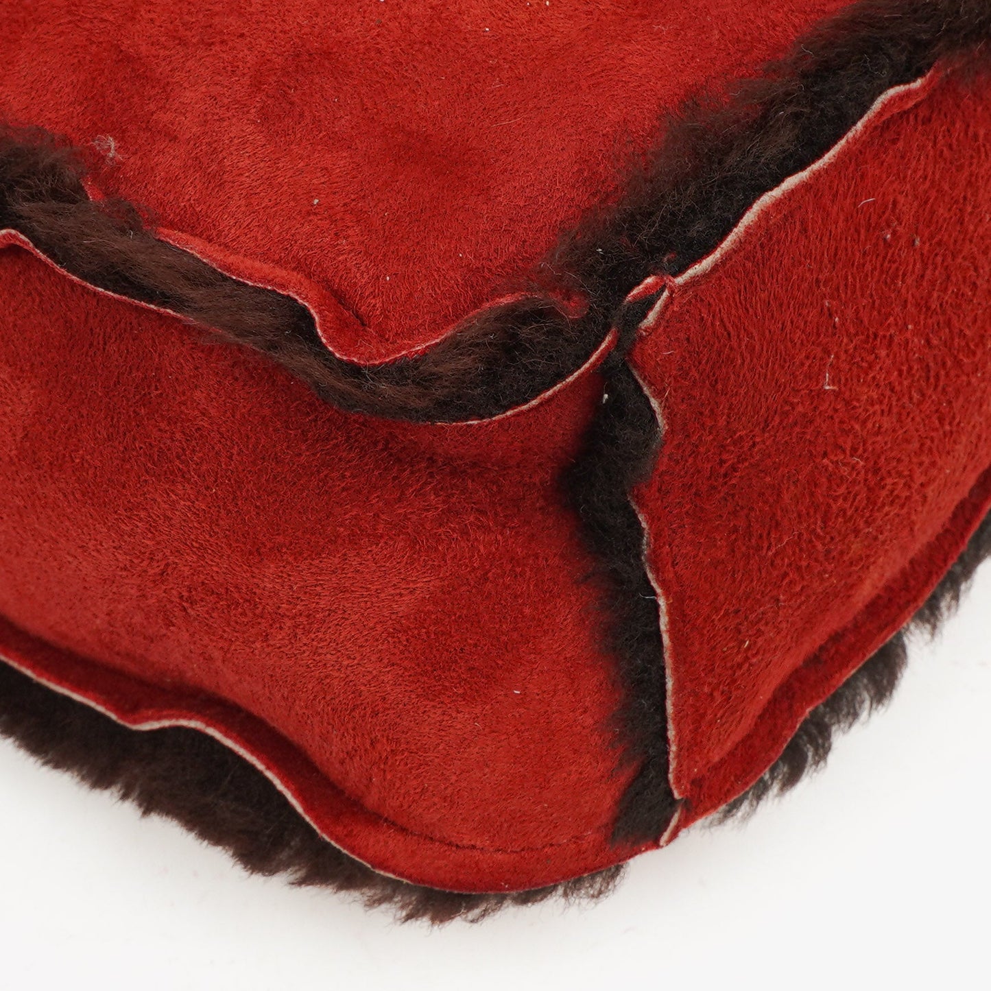Chanel Suede Shearling Fur Red Handbag
