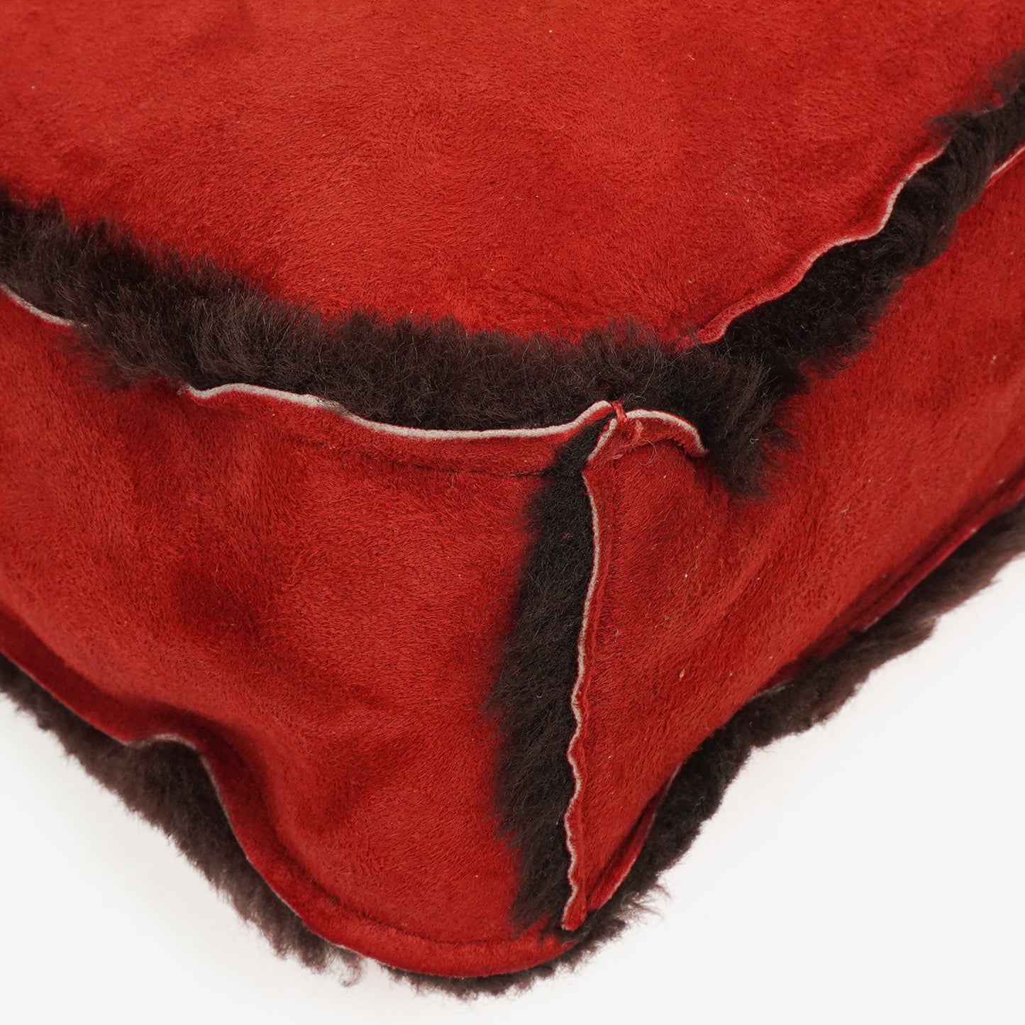 Chanel Suede Shearling Fur Red Handbag