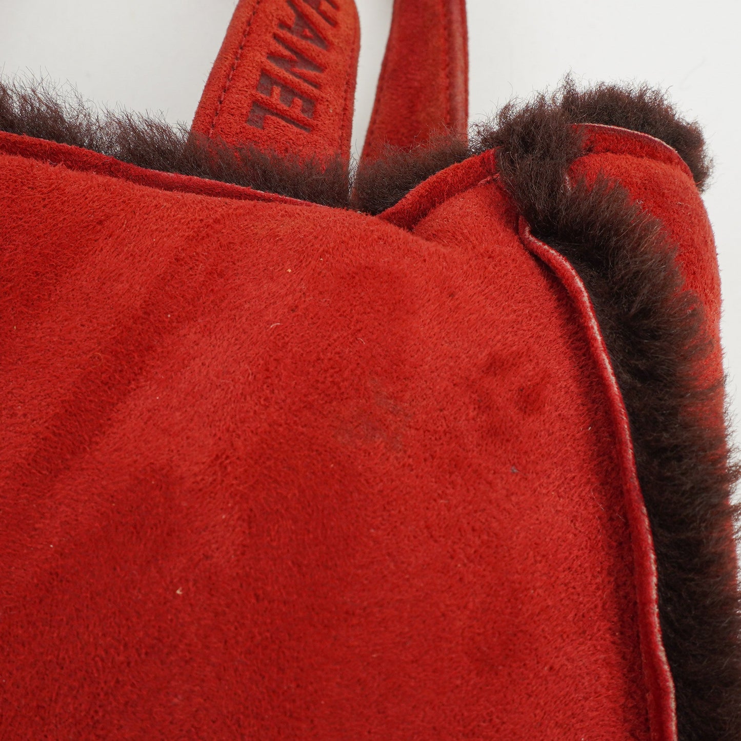 Chanel Suede Shearling Fur Red Handbag