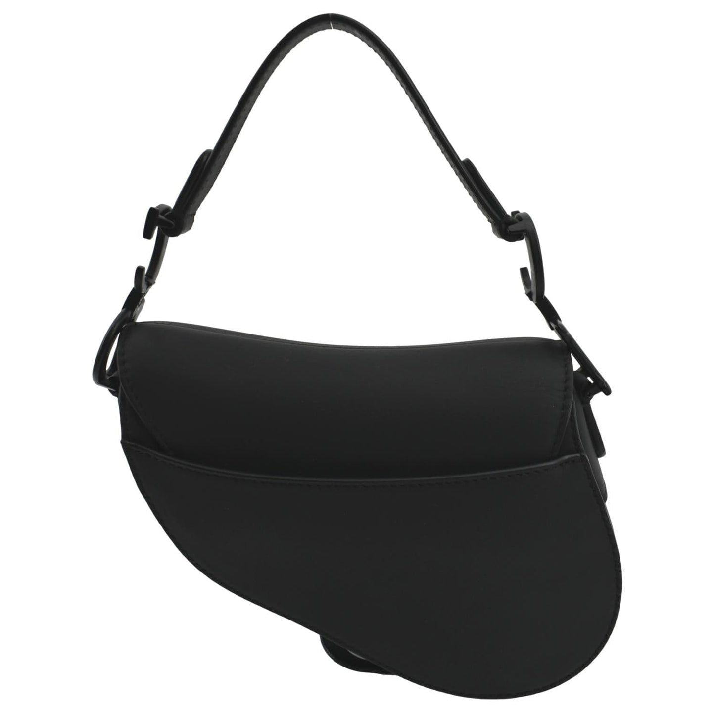 CHRISTIAN DIOR Saddle Calfskin Leather Satchel Bag Black