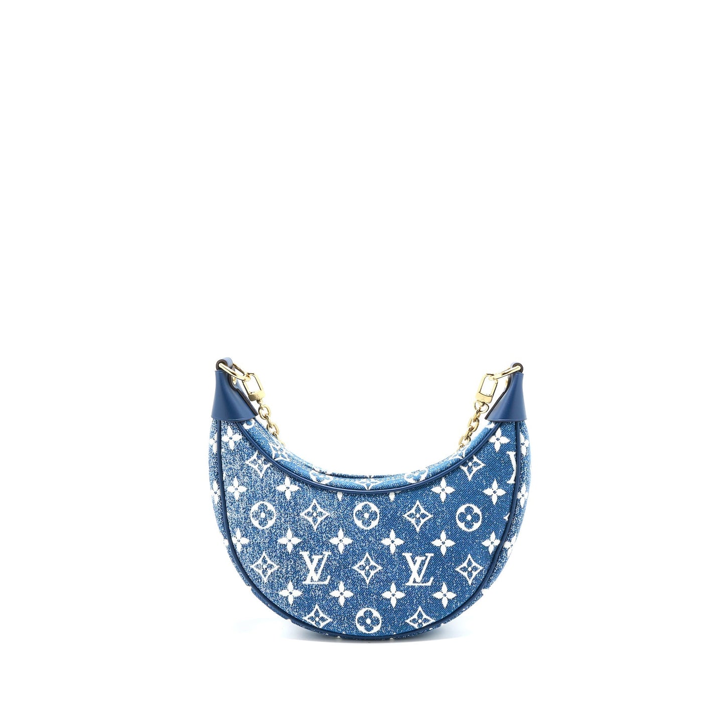 Louis Vuitton Half-Moon Loop Baguette Handbag Denim Blue GHW (New Version)