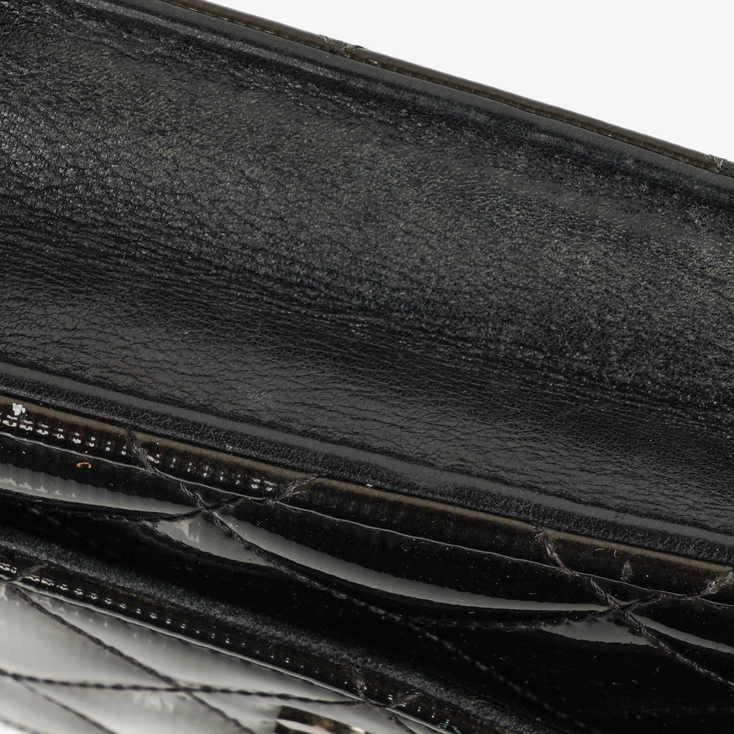 Chanel Black Patent Leather Quilted Wallet On Chain Bag