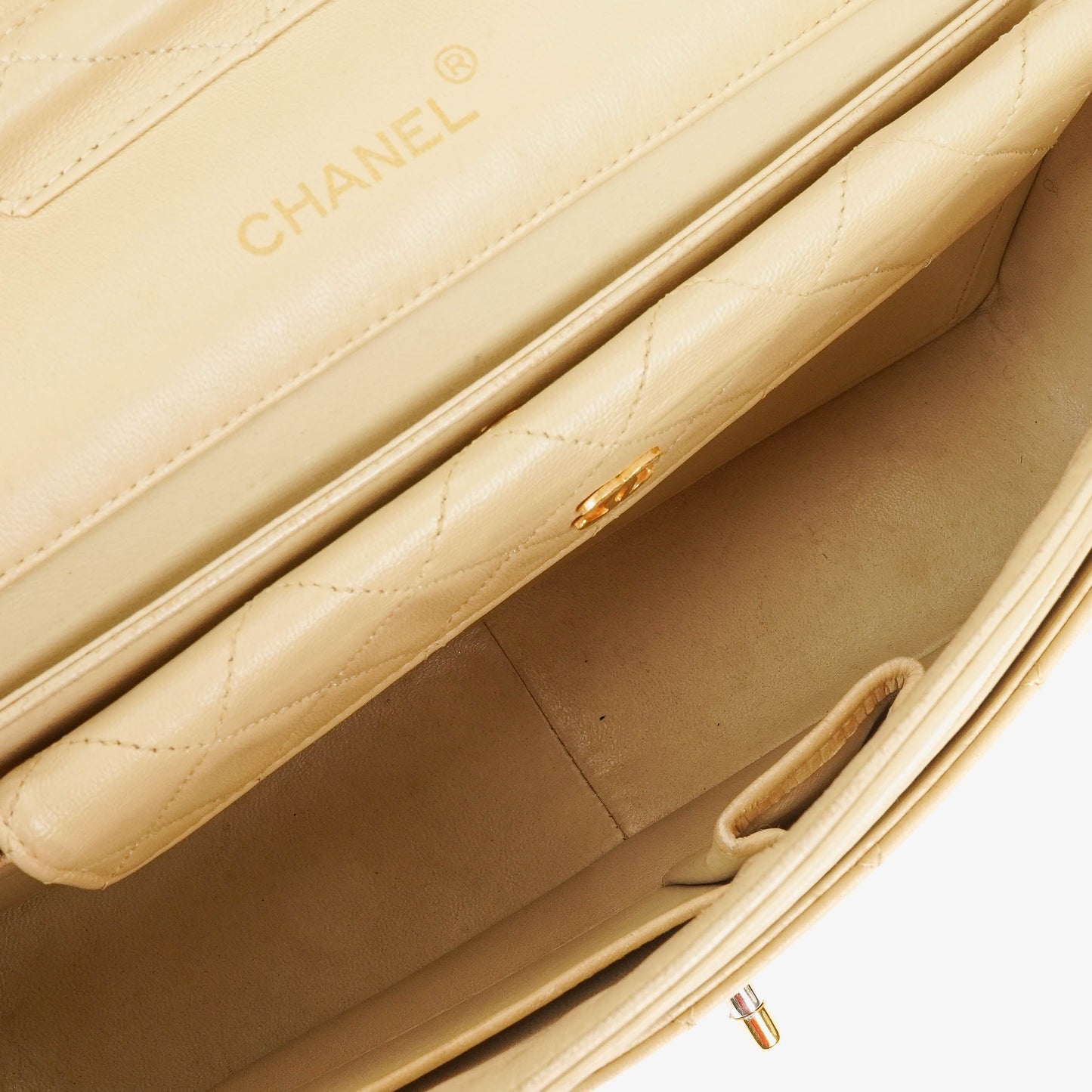 Chanel Classic Single Flap Bag Neutral Beige Quilted Lambskin 24K Gold-Plated Hardware