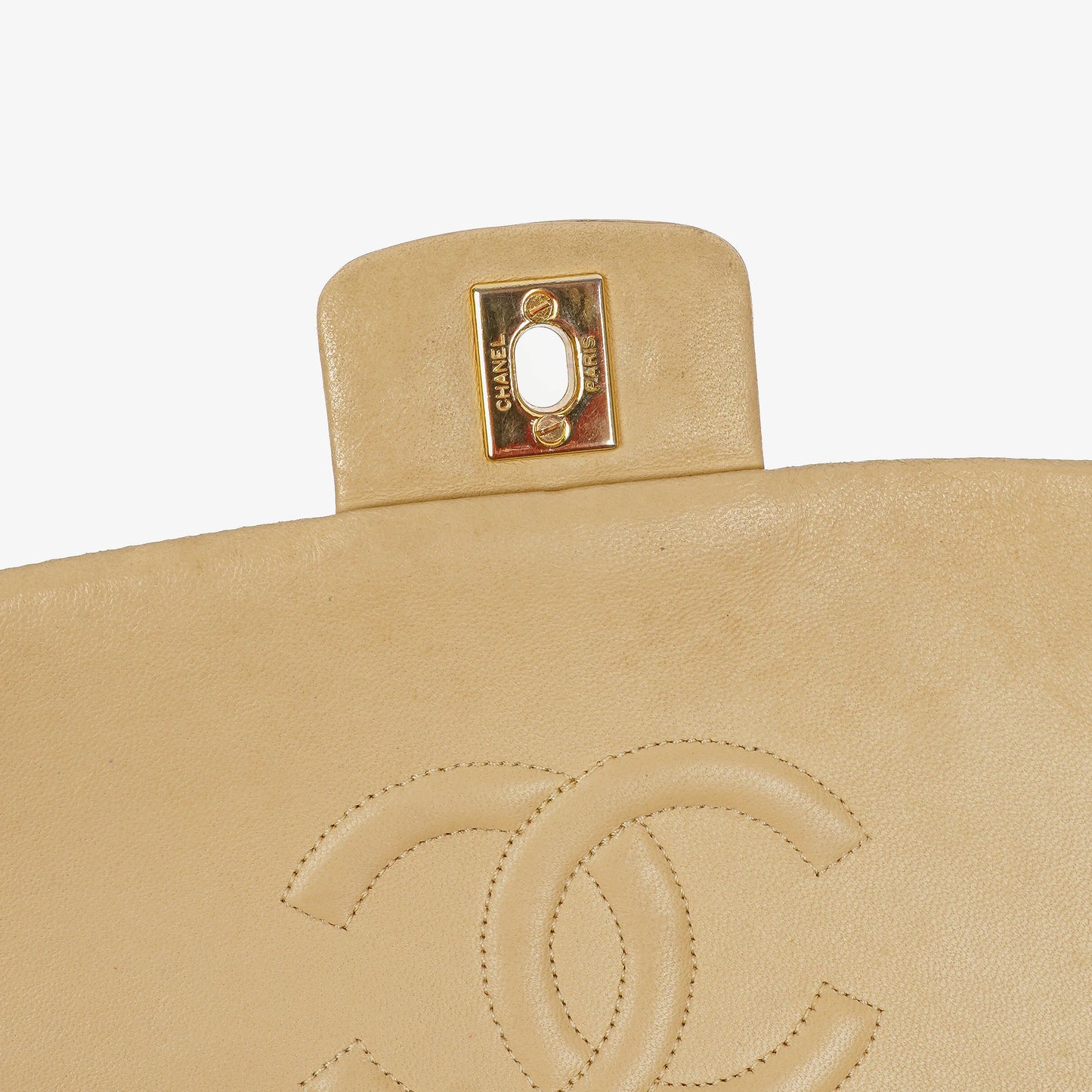 Chanel Classic Single Flap Bag Neutral Beige Quilted Lambskin 24K Gold-Plated Hardware