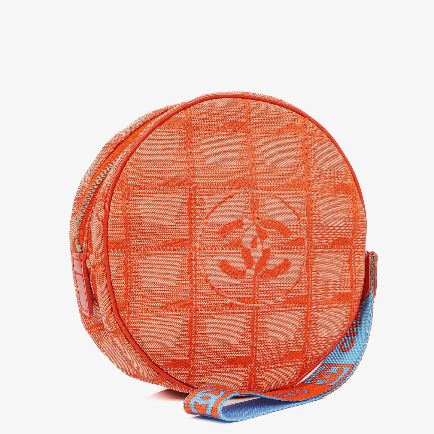 Chanel Red Nylon Round Travel Pouch