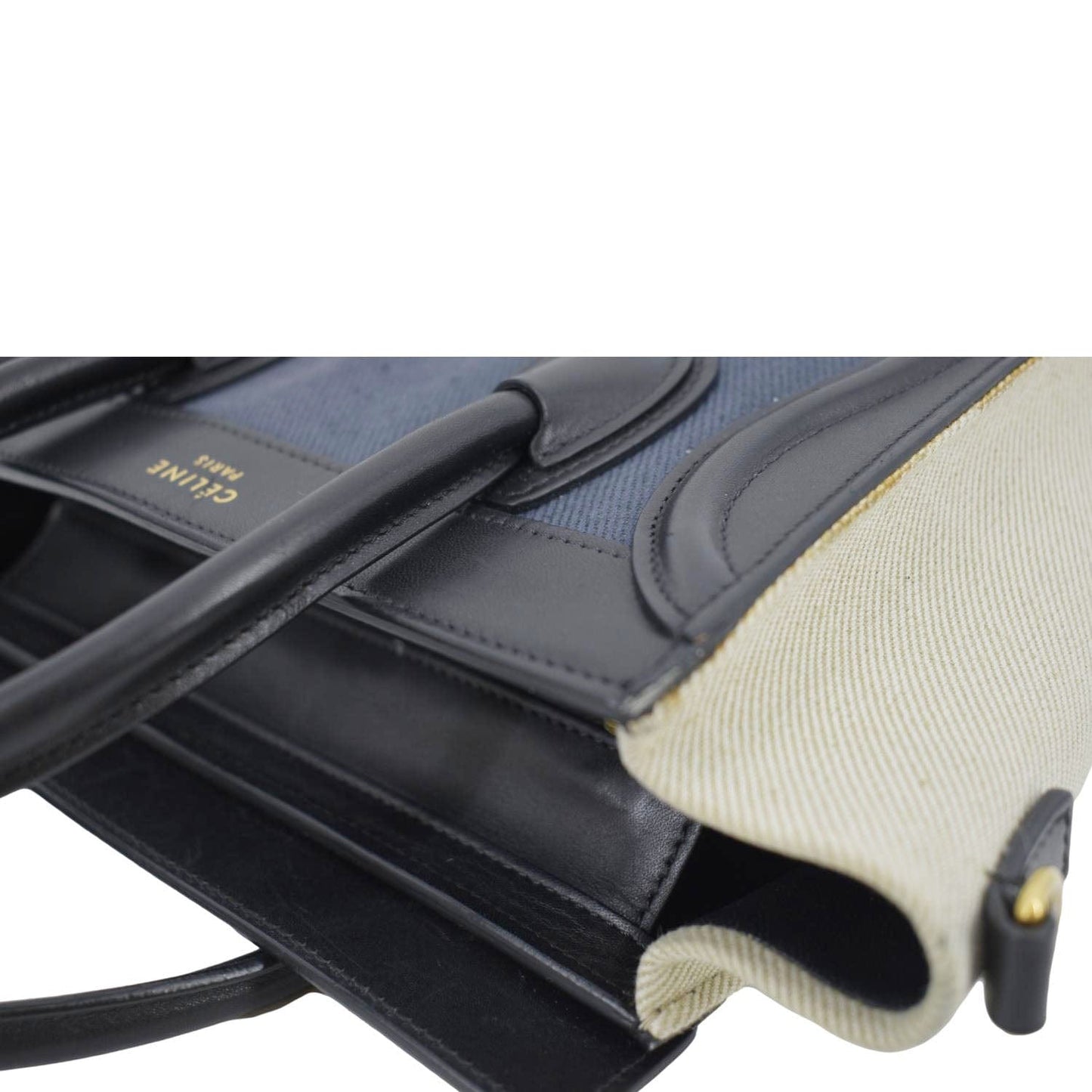 CELINE Nano Luggage Textile Leather Shoulder Bag Tricolor