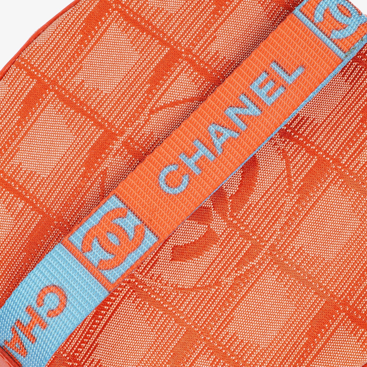 Chanel Red Nylon Round Travel Pouch