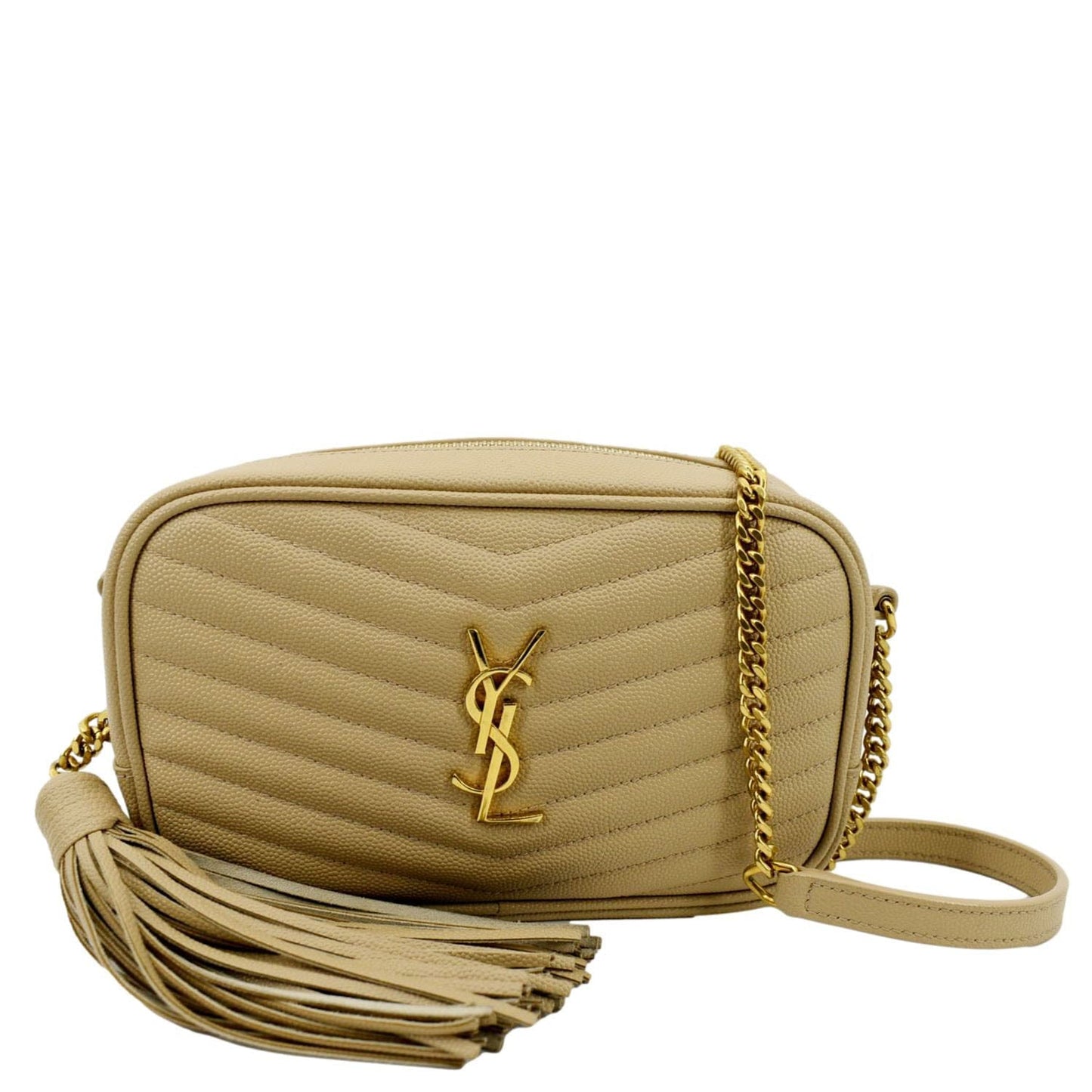 Saint Laurent Lou Leather Beige Crossbody Leather