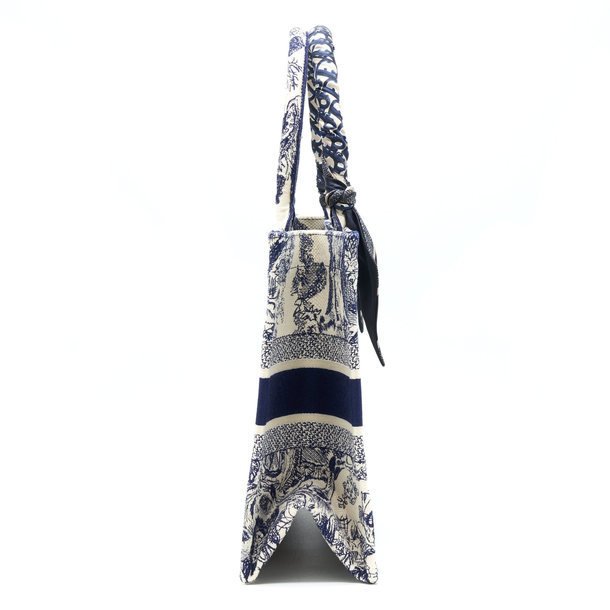Dior Small Book Tote Toile De Jouy Navy With Silk Tilly Scarf