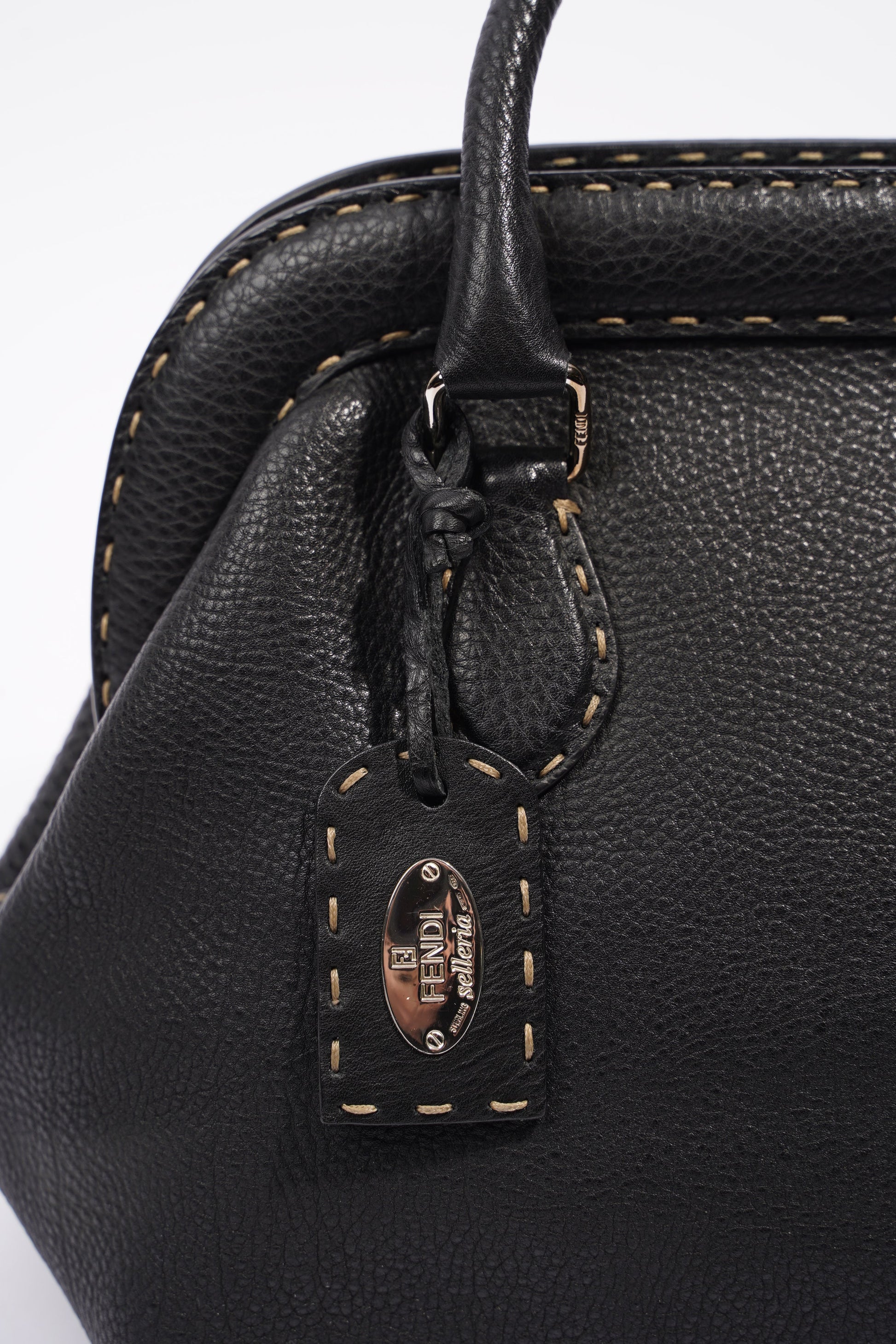 Fendi Womens Selleria Handbag Black