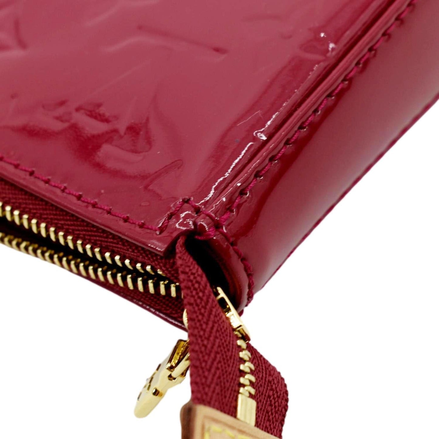 LOUIS VUITTON Pochette Accessoires Monogram Vernis Pouch Bag Red