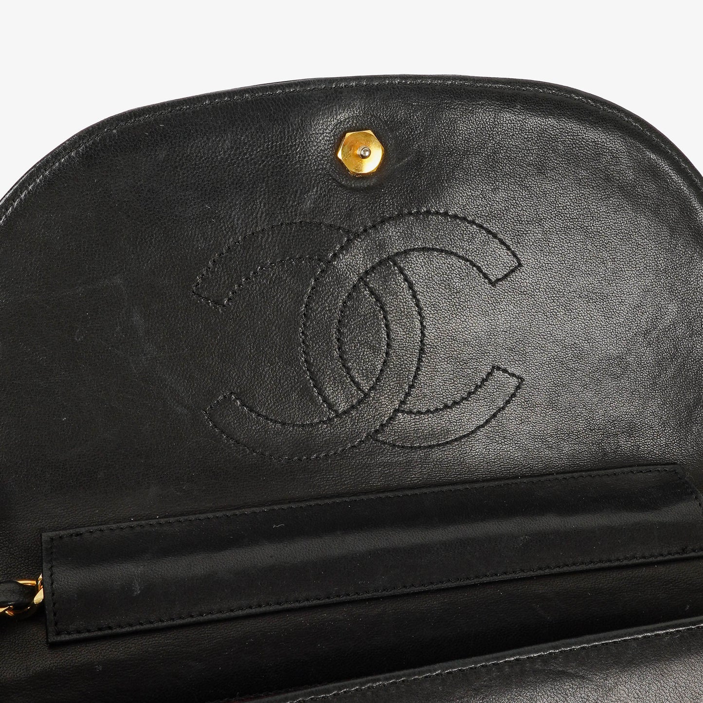Chanel Small Half-Moon Flap Bag Black Quilted Lambskin