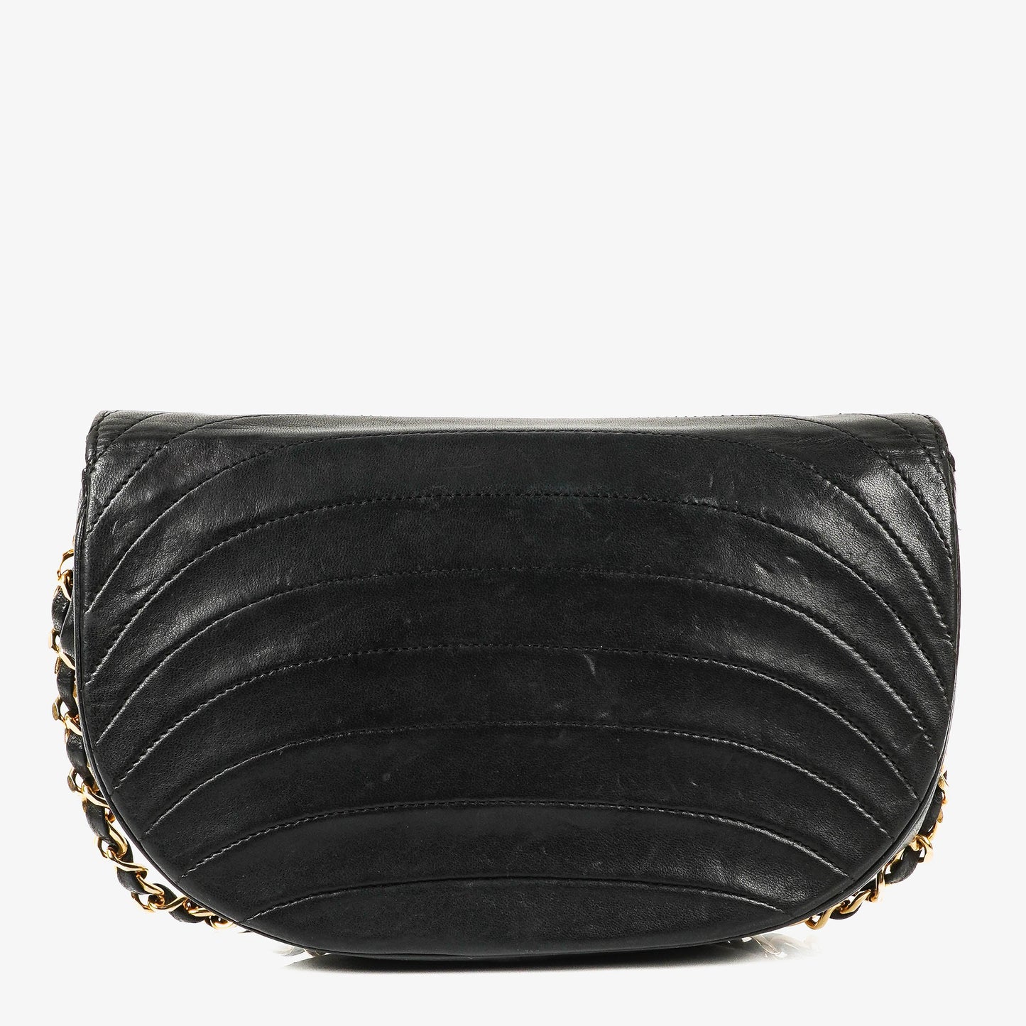 Chanel Small Half-Moon Flap Bag Black Quilted Lambskin