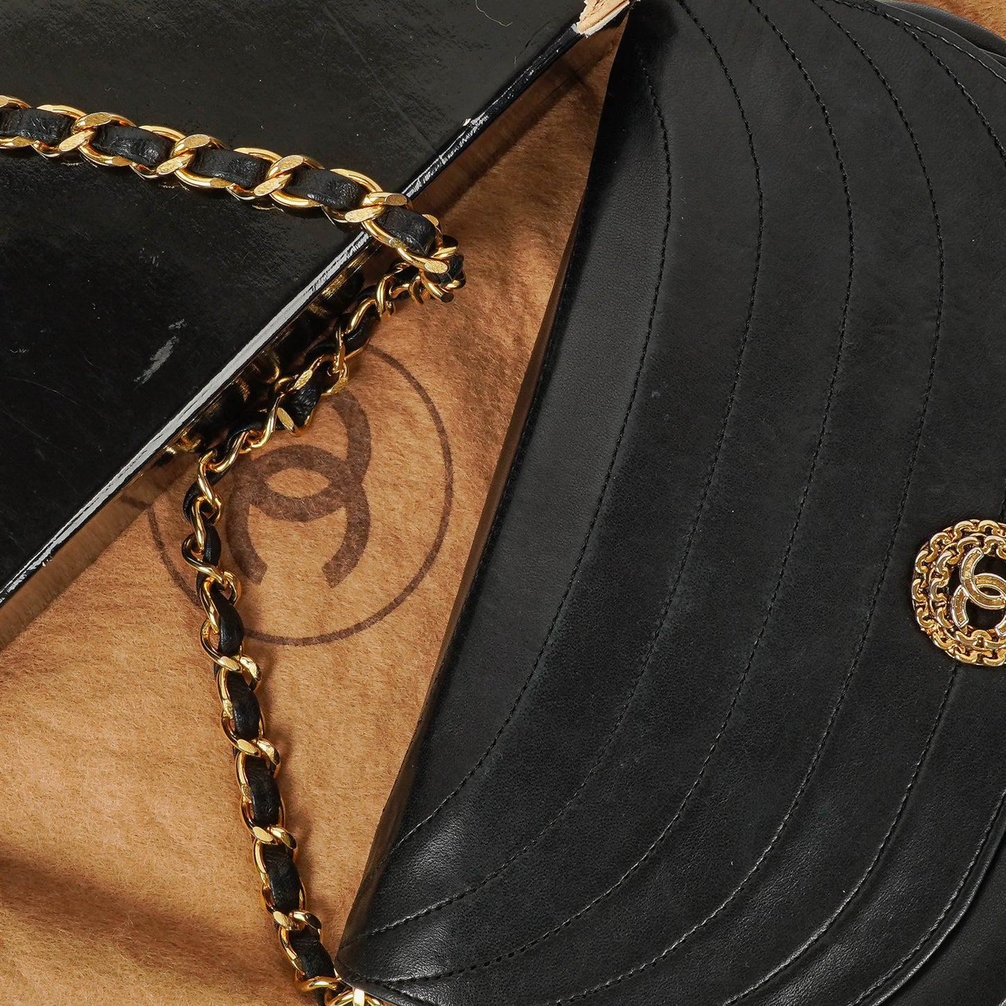 Chanel Small Half-Moon Flap Bag Black Quilted Lambskin