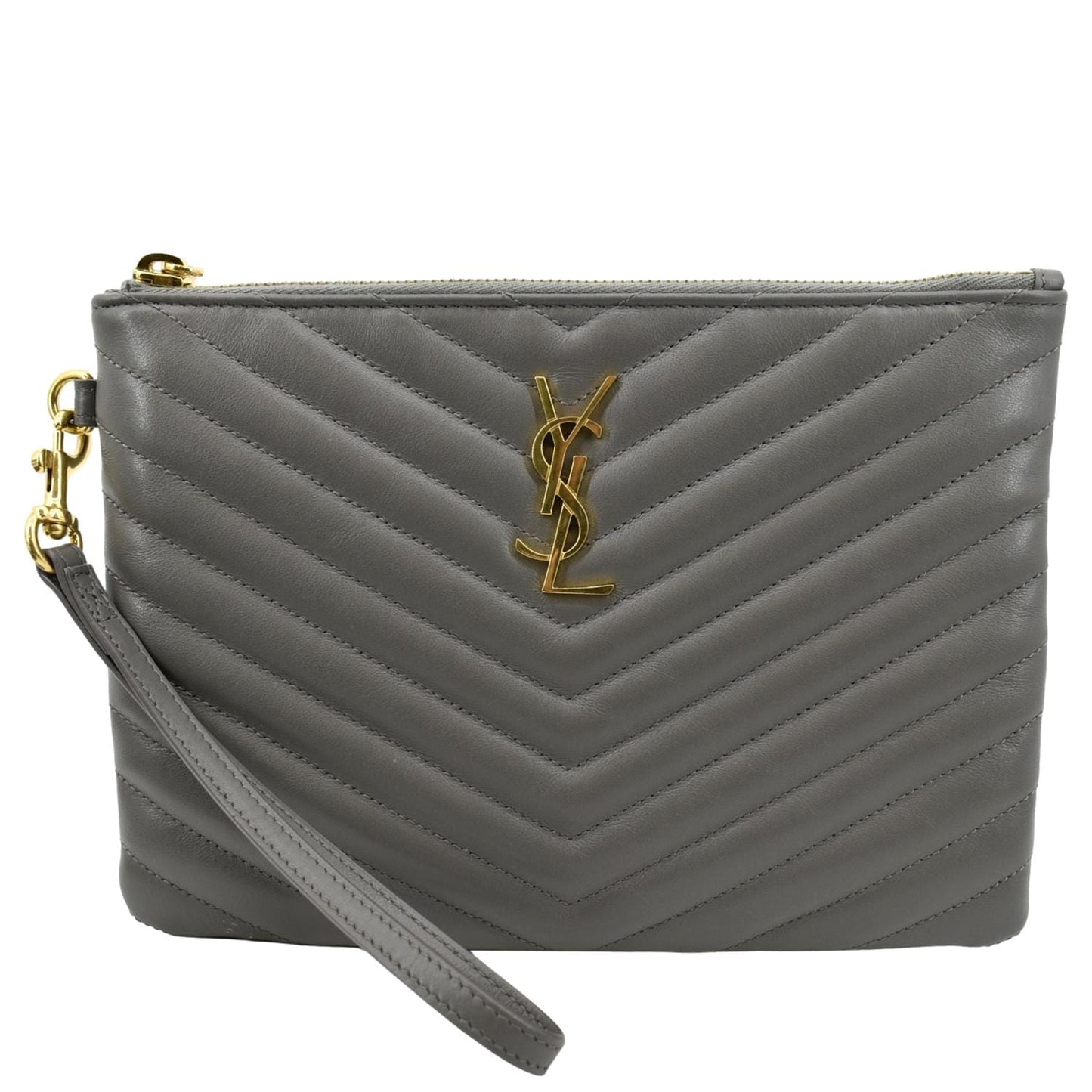 Saint Laurent Monogram Leather Red Clutch