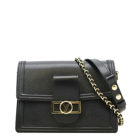 LOUIS VUITTON Dauphine MM Epi Leather Shoulder Bag Black