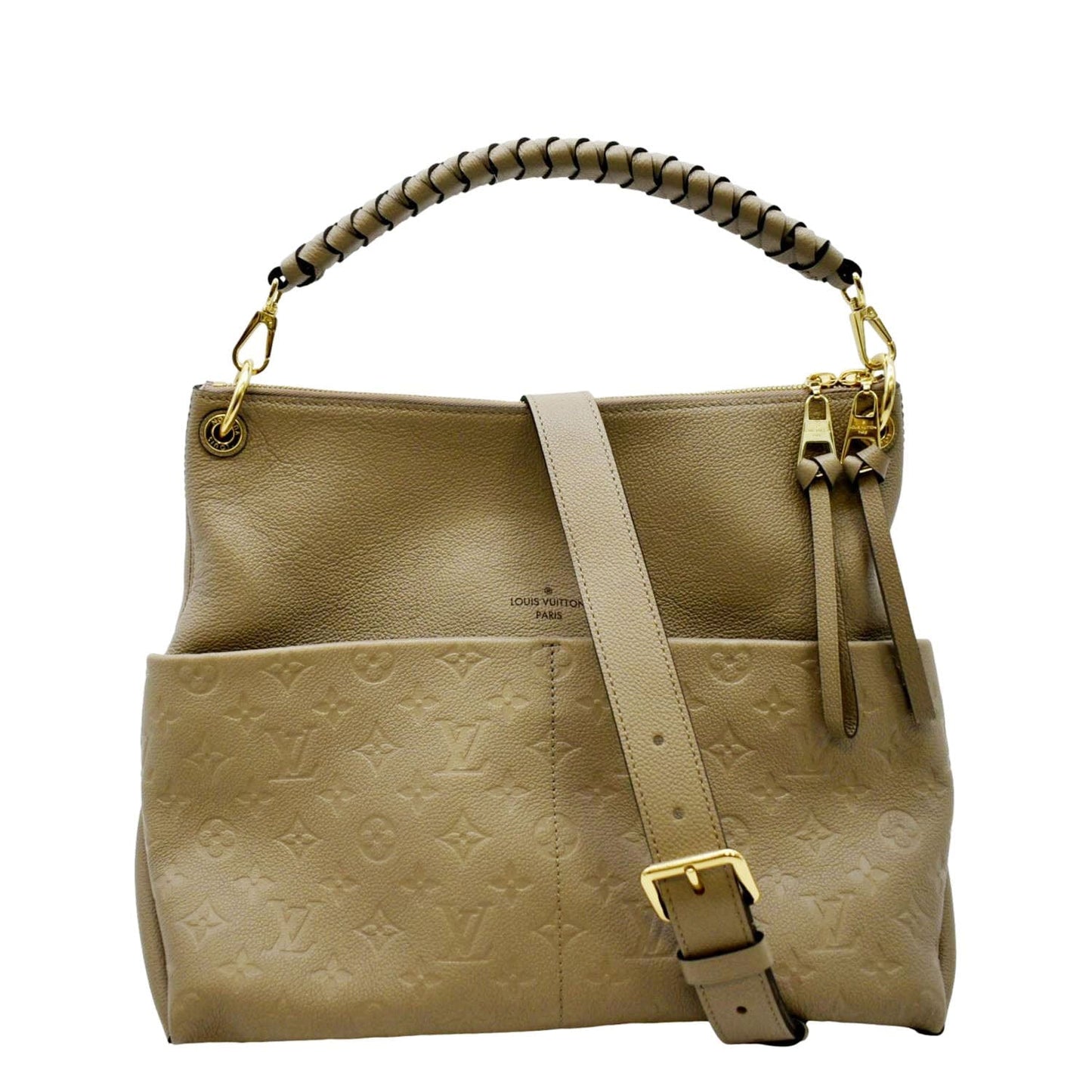 LOUIS VUITTON Maida Monogram Empreinte Leather Hobo Shoulder Bag Dune