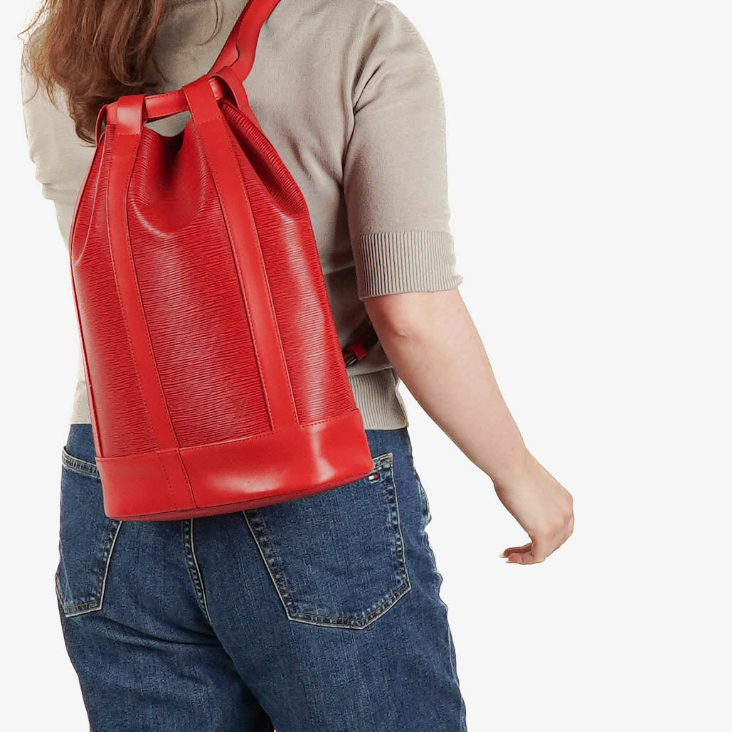 Louis Vuitton Randonnee PM Red EPI Leather Backpack