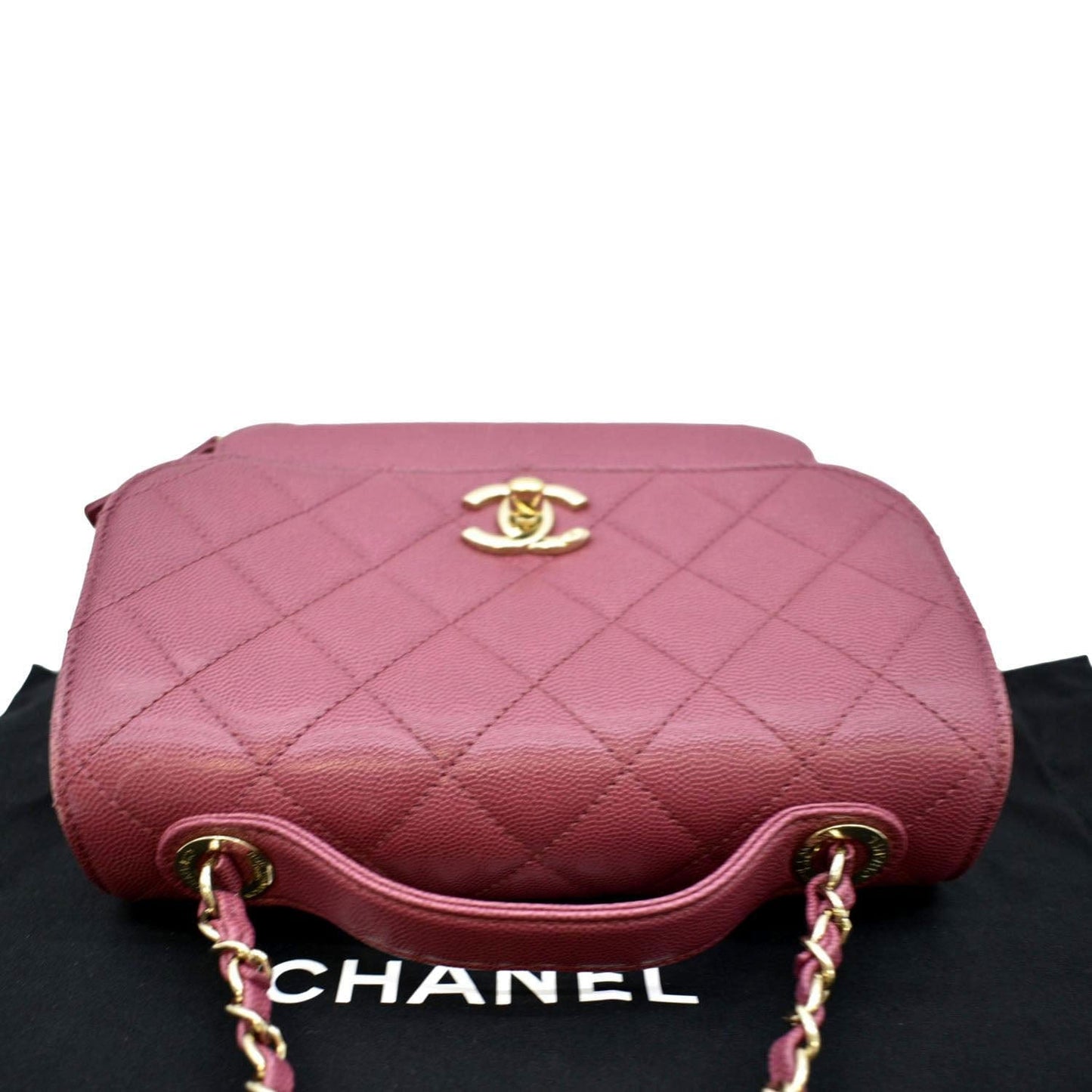 CHANEL Business Affinity Medium Flap Quilted Caviar Shoulder Bag Burgundy