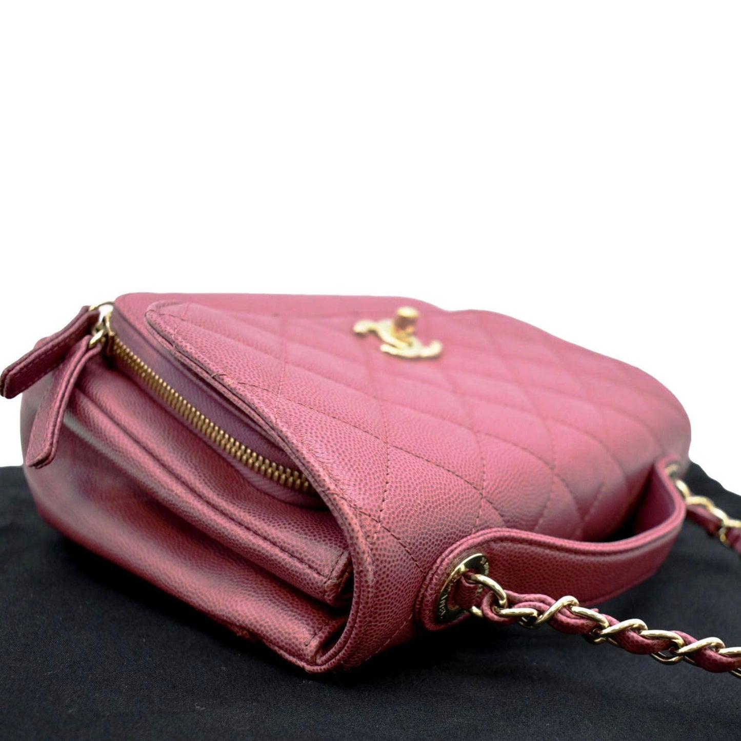 CHANEL Business Affinity Medium Flap Quilted Caviar Shoulder Bag Burgundy