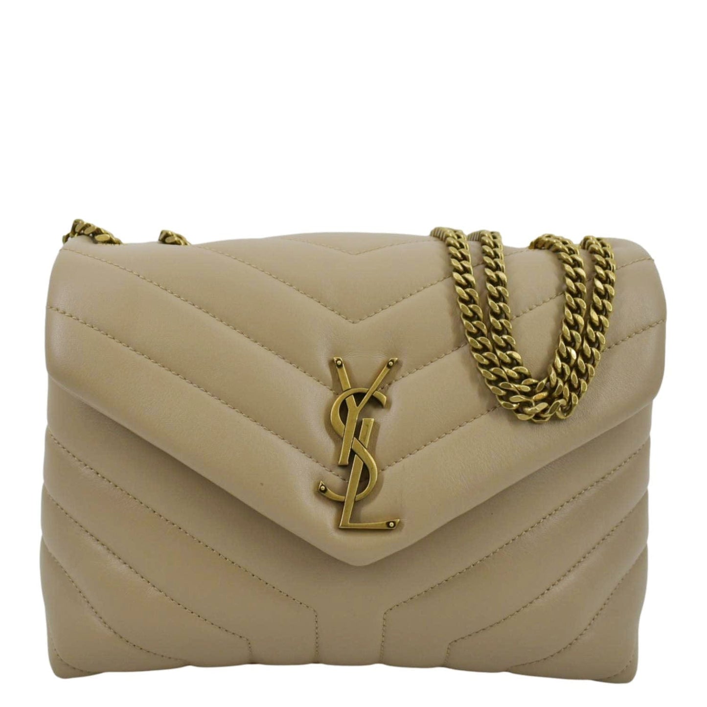 Saint Laurent Loulou Leather Beige Crossbody Leather