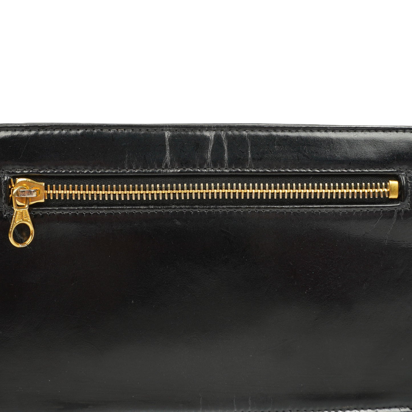 Chanel CC Black Patent Leather Wristlet Bag 24K Gold Hardware