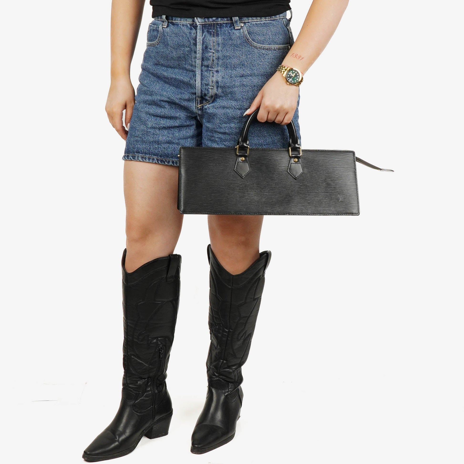 Louis Vuitton Black EPI Leather Sac Triangle Bag