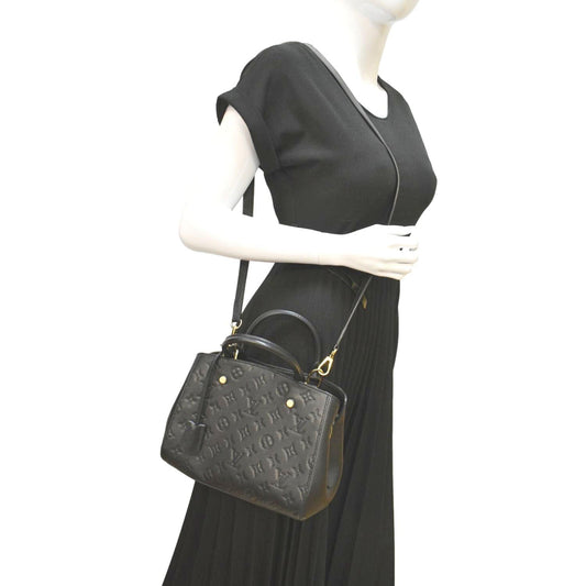 LOUIS VUITTON Montaigne BB Monogram Empreinte Leather Satchel Bag Black