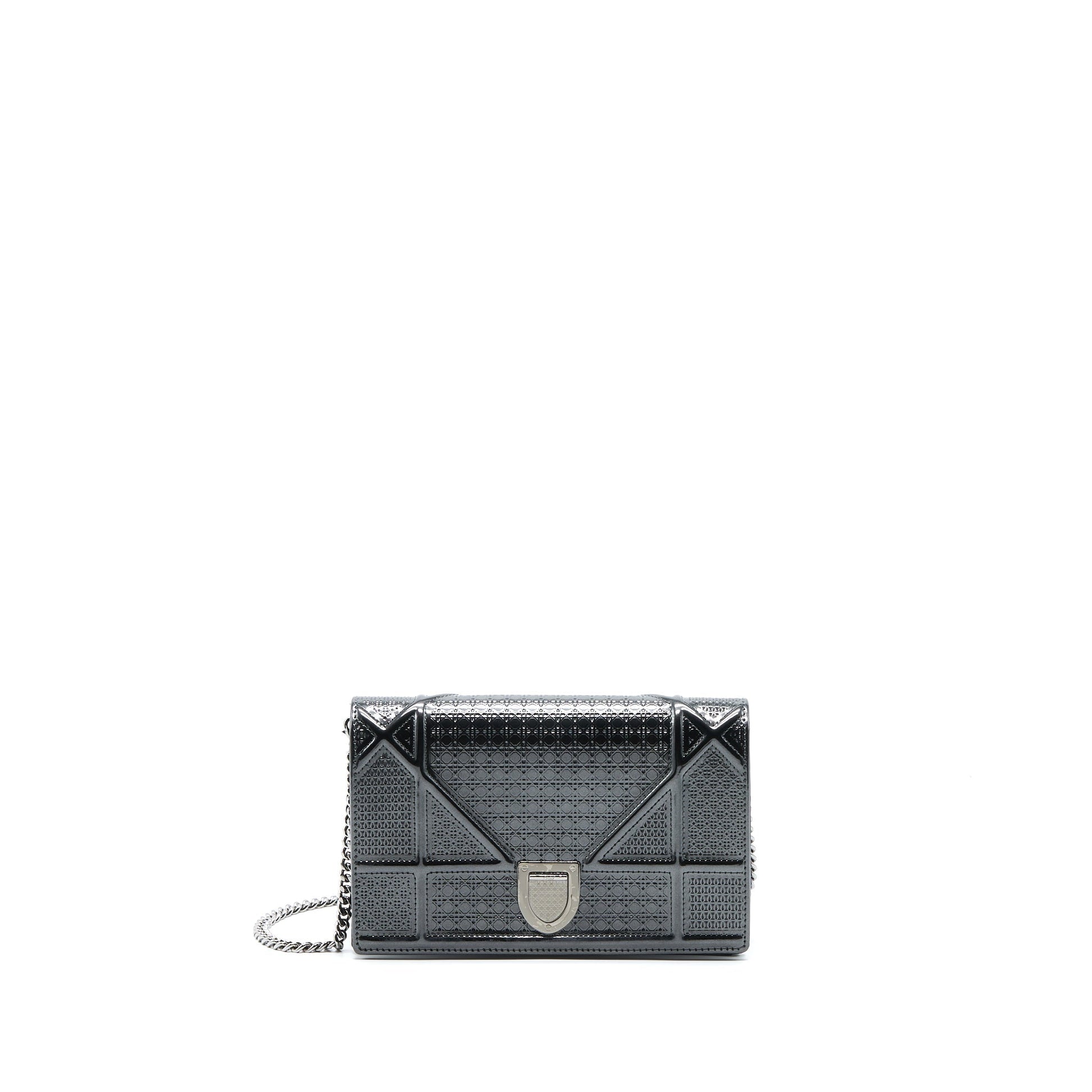 Dior Diorama Wallet On Chain Metallic Grey