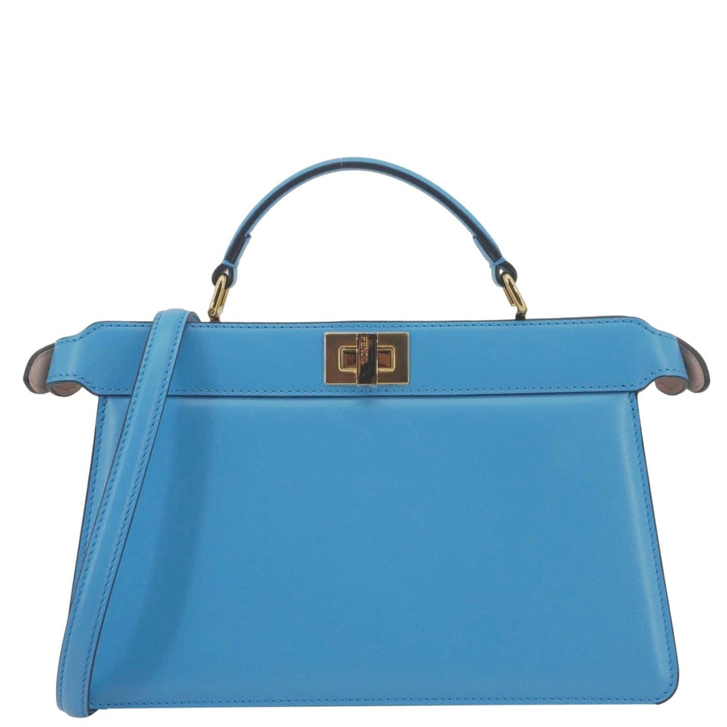FENDI Peekaboo I SEE U East West Leather Crossbody Bag Blue