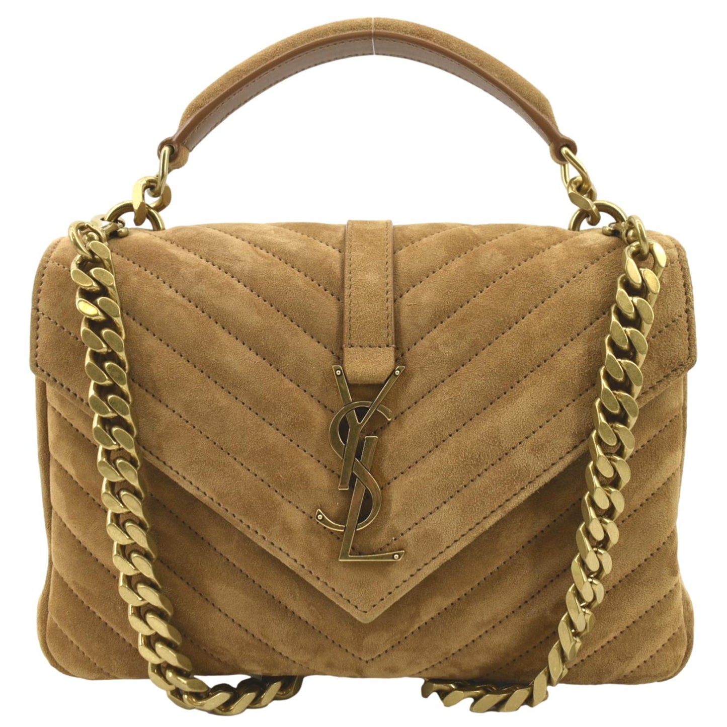 Saint Laurent College Suede Red Shoulder Bag