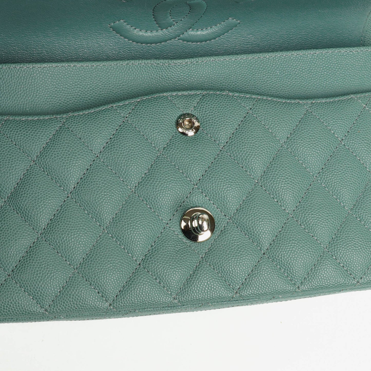 Chanel Medium Double Flap Bag Blue Quilted Caviar Leather With Silver-Tone Hardware