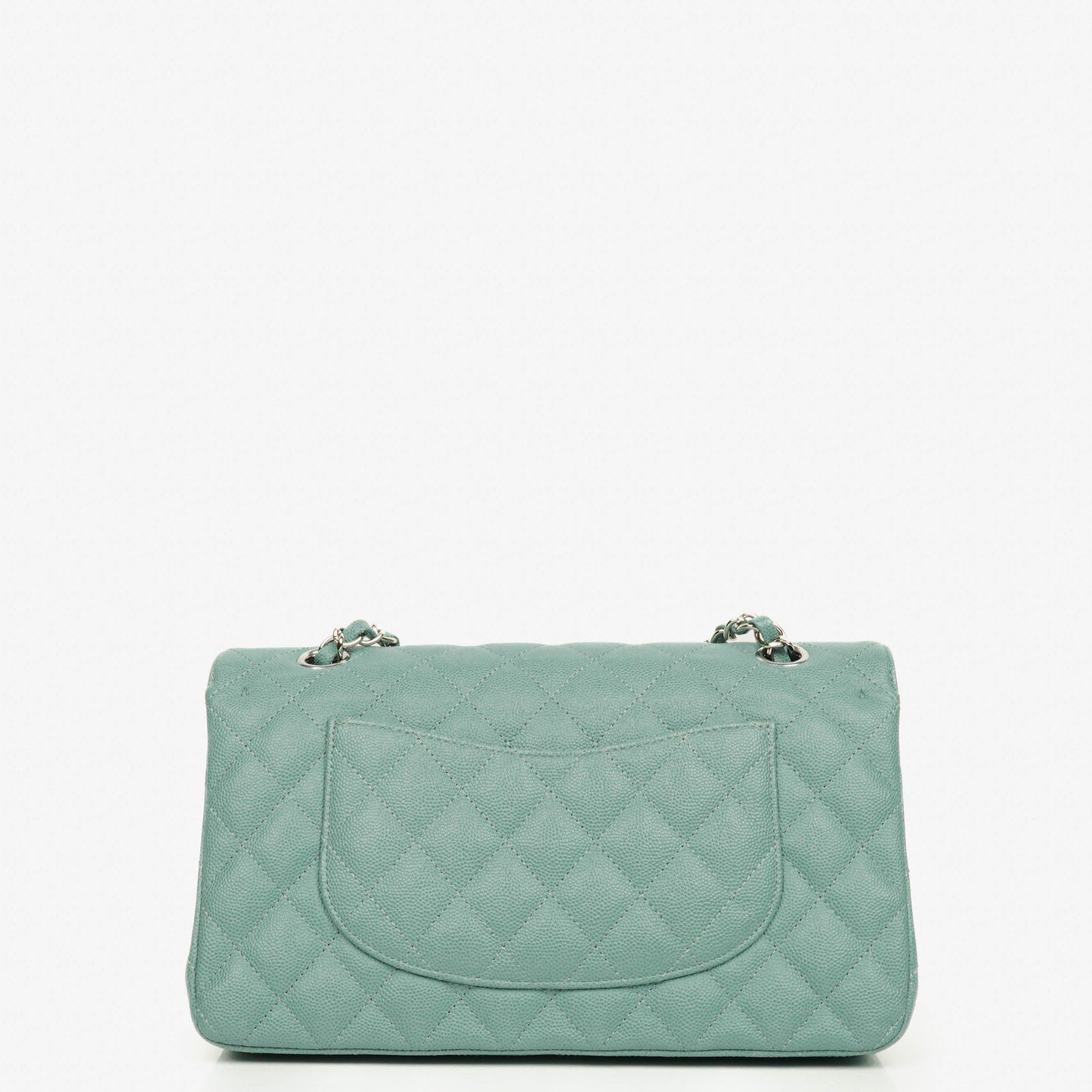 Chanel Medium Double Flap Bag Blue Quilted Caviar Leather With Silver-Tone Hardware
