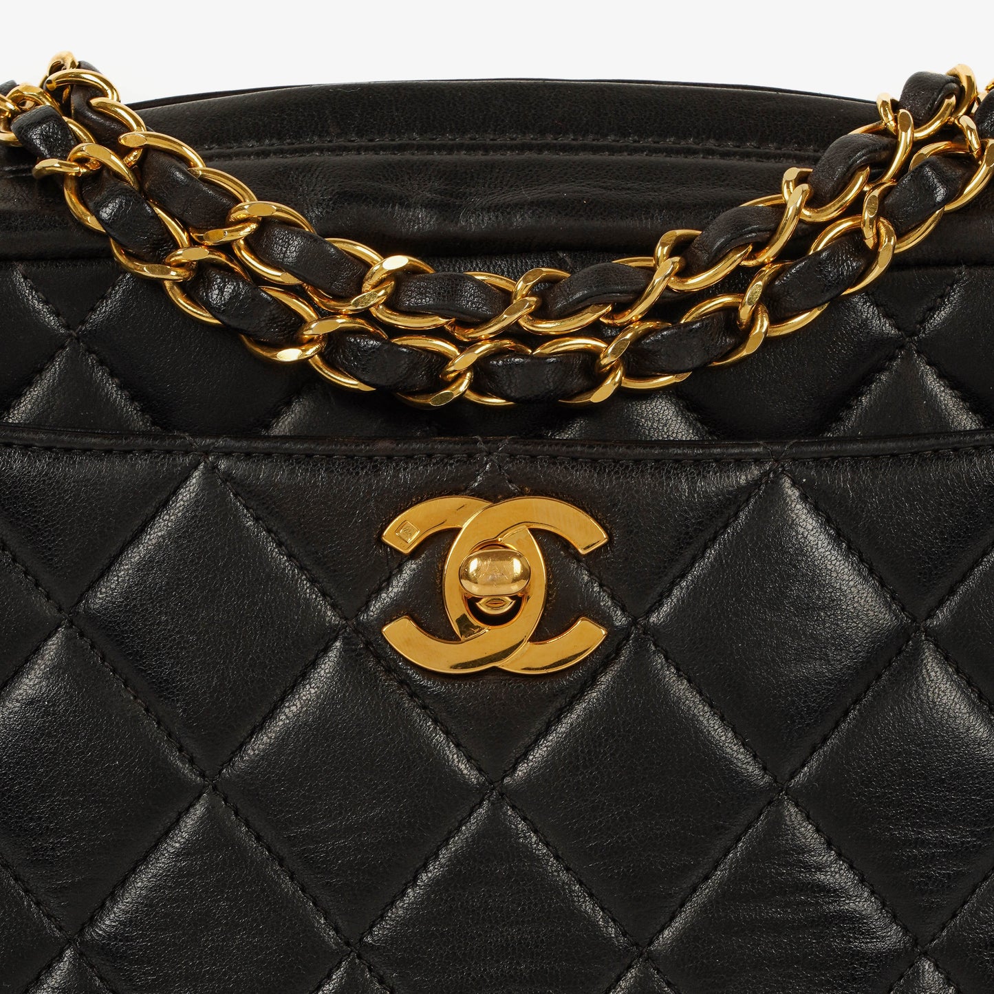 Chanel  Front Pocket Camera Bag Black Quilted Leather With 24K Gold-Plated Hardware
