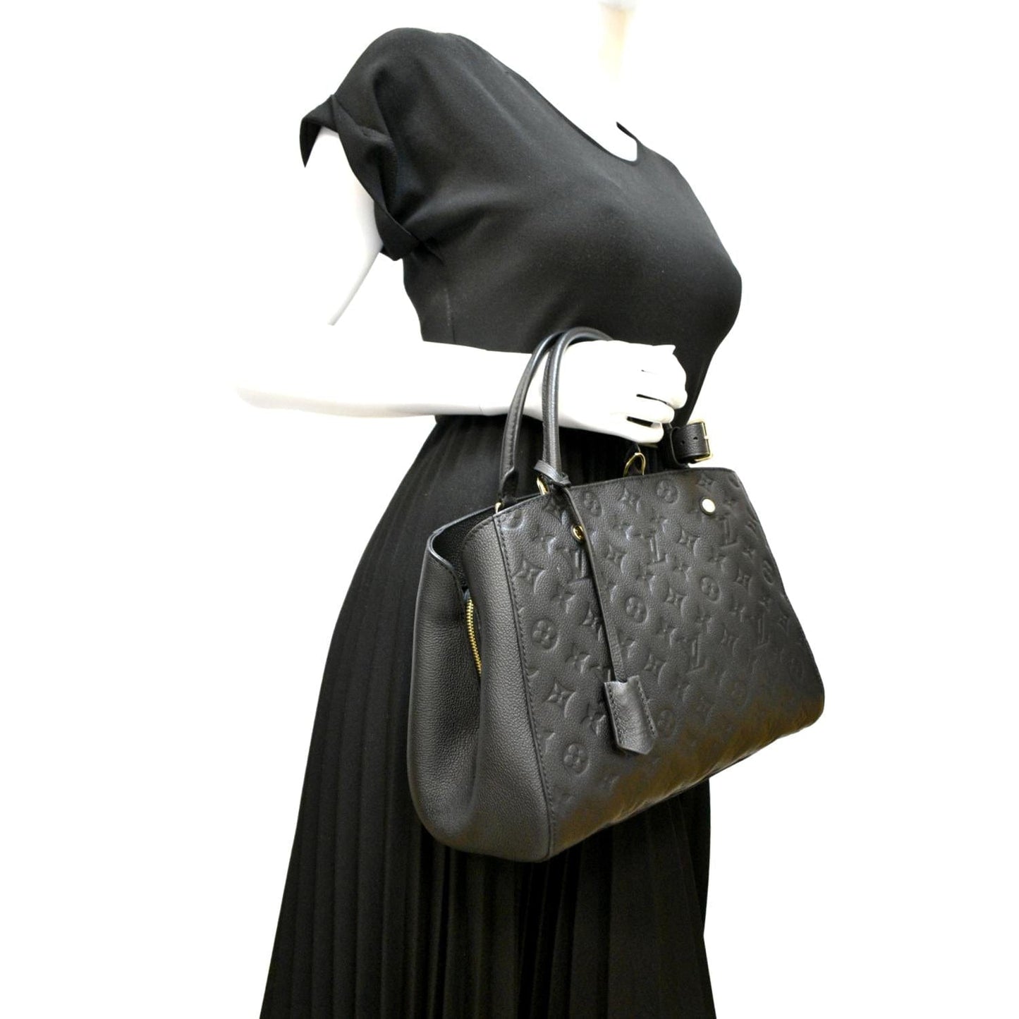 LOUIS VUITTON Montaigne MM Monogram Empreinte Satchel Bag Black