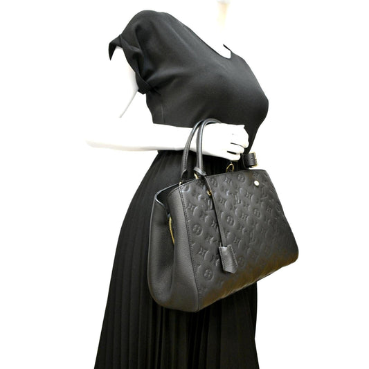 LOUIS VUITTON Montaigne MM Monogram Empreinte Satchel Bag Black