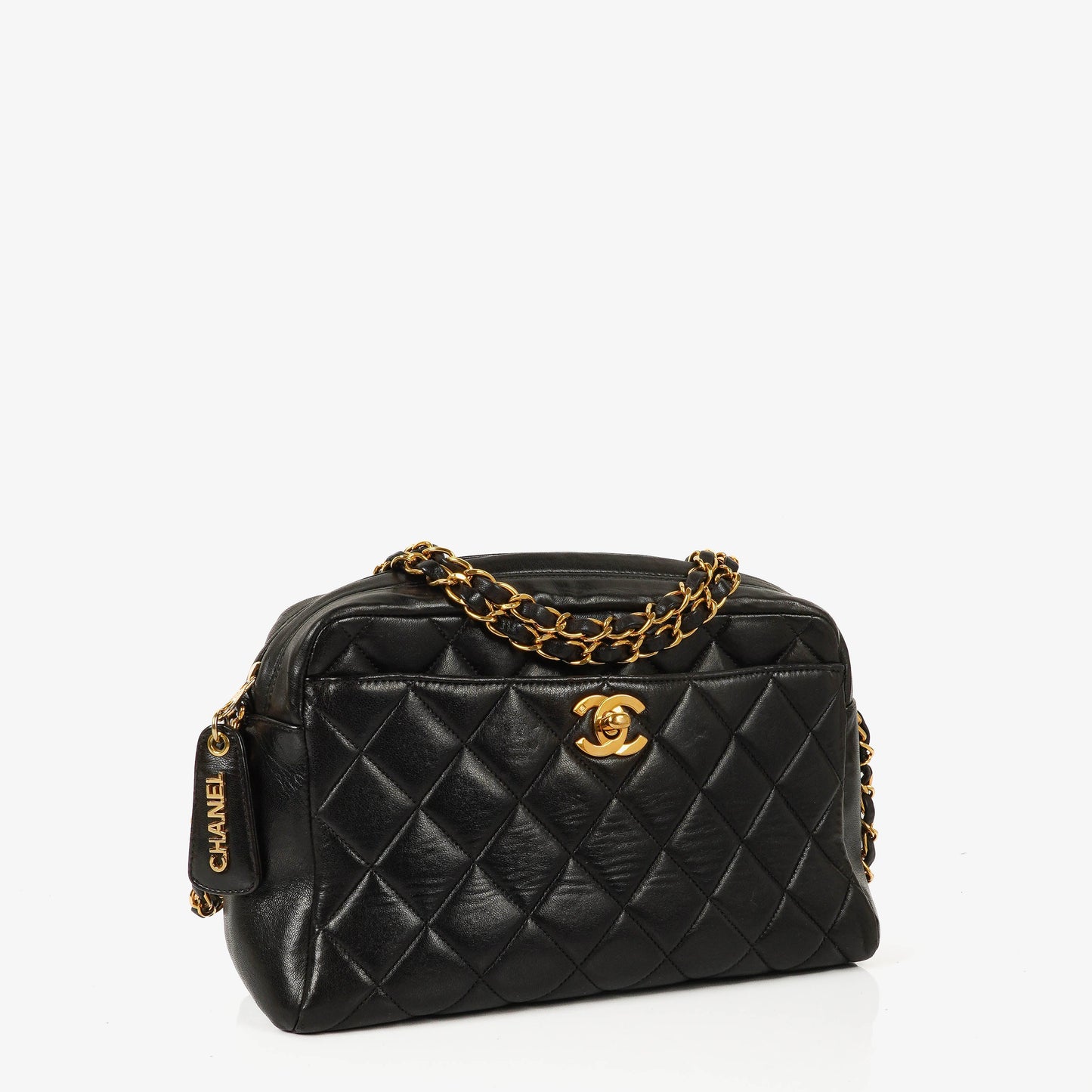 Chanel  Front Pocket Camera Bag Black Quilted Leather With 24K Gold-Plated Hardware