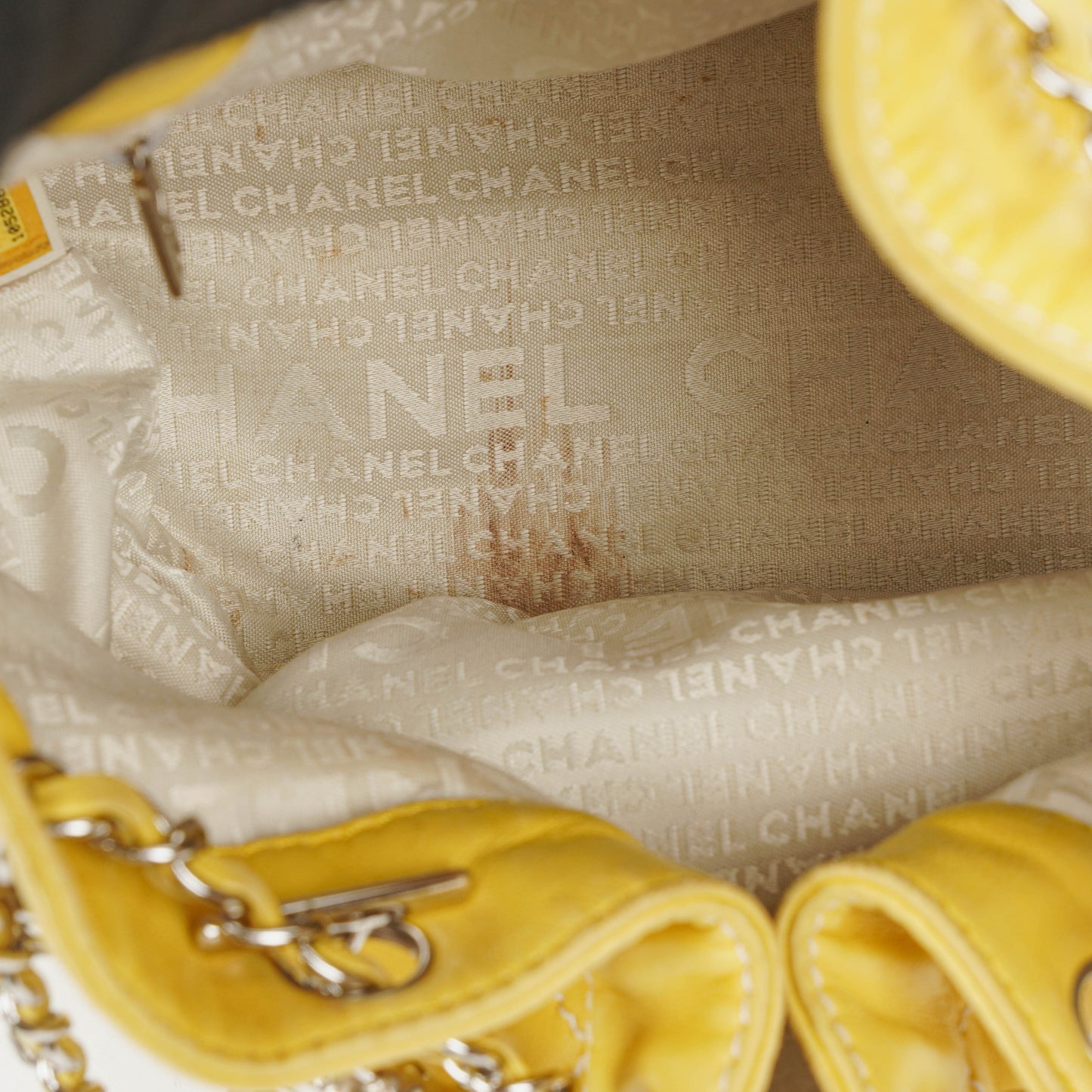 Chanel Yellow Lambskin Bucket Bag With Contrast Stitching And Drawstring, 2005-2006