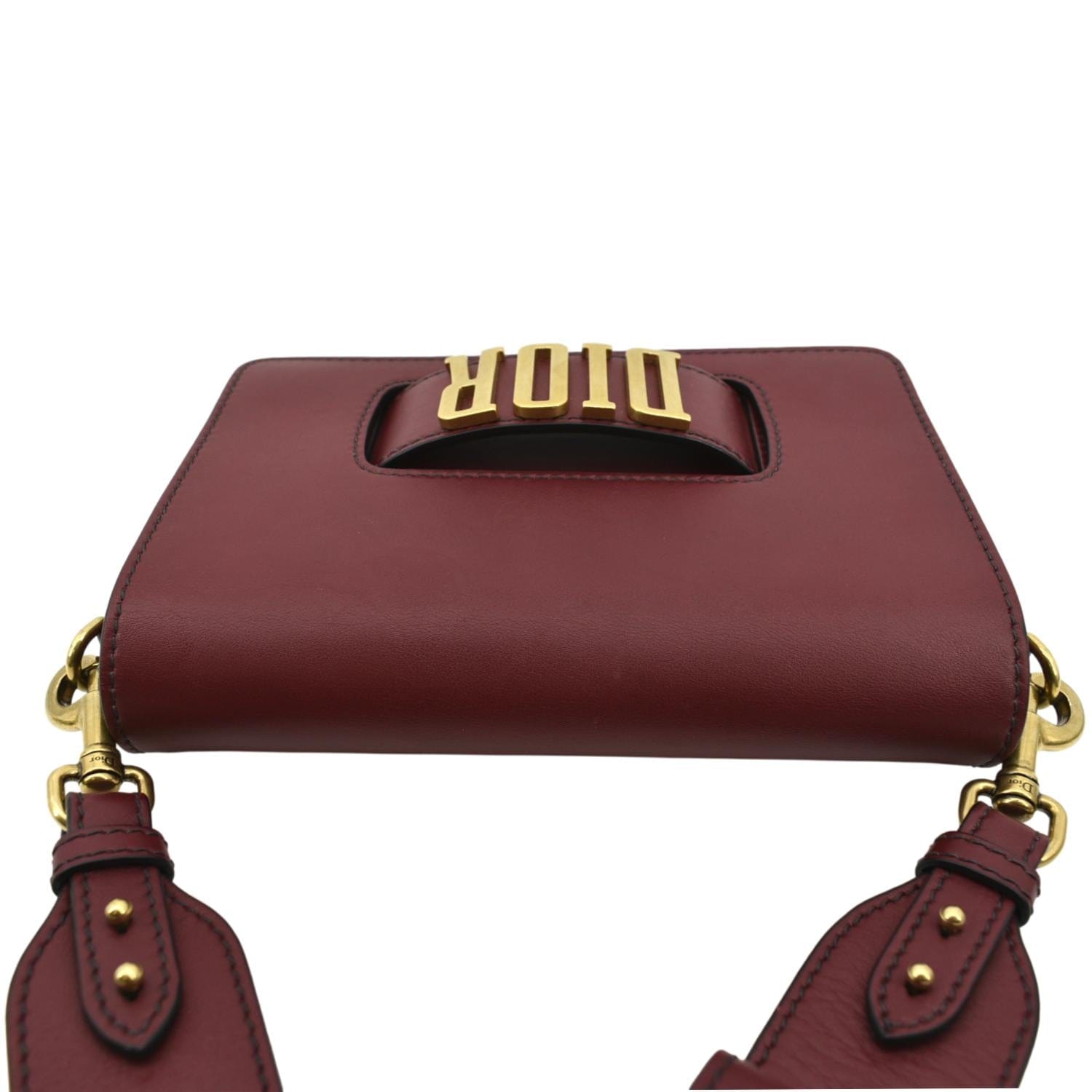 CHRISTIAN DIOR Dio(r)evolution Flap Calfskin Shoulder Bag Dark Red