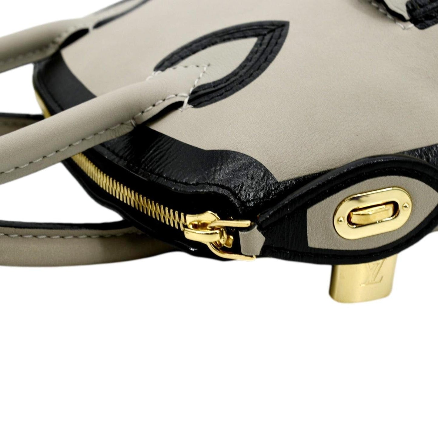 LOUIS VUITTON Lockit Cuir Obsession Leather Satchel Bag Grey