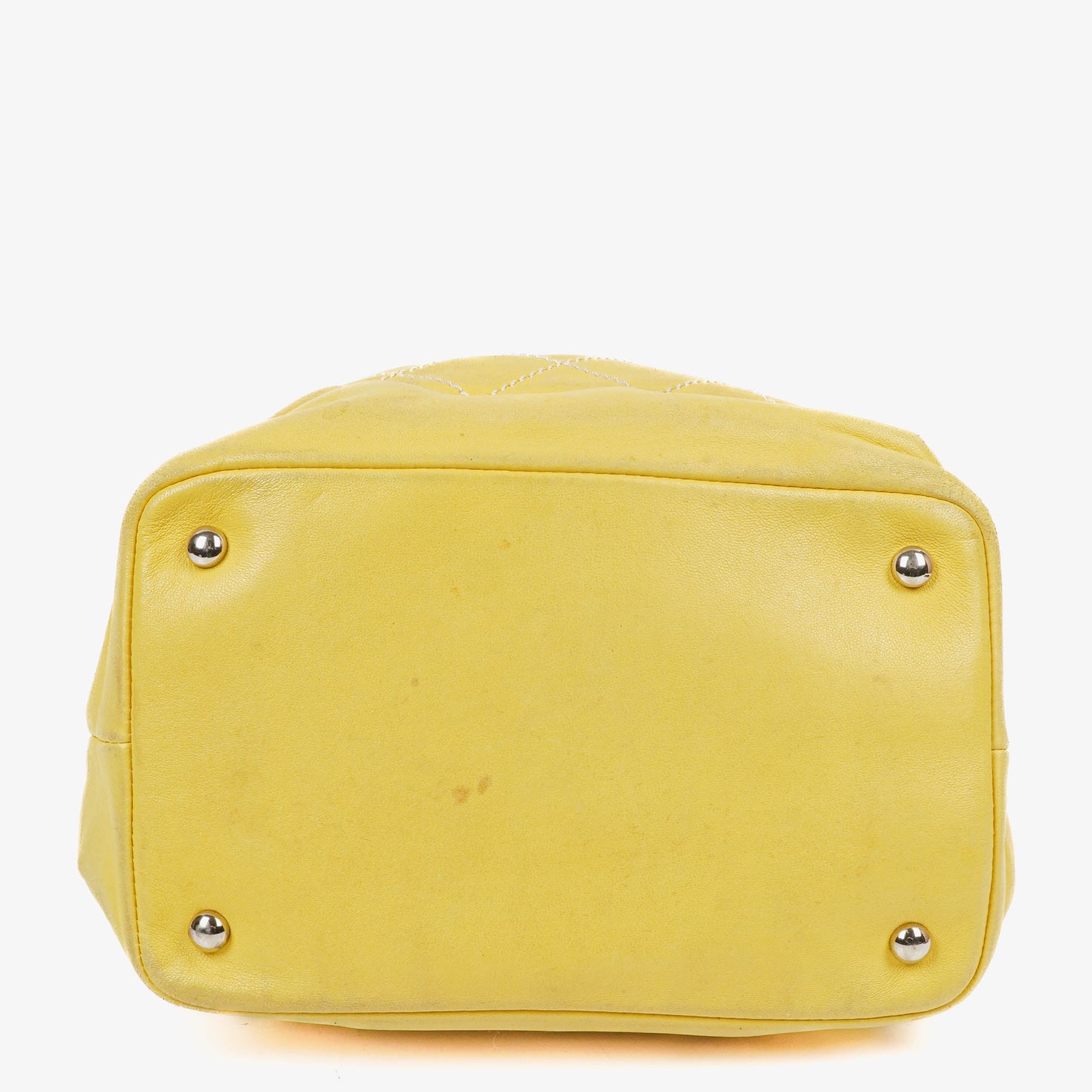 Chanel Yellow Lambskin Bucket Bag With Contrast Stitching And Drawstring, 2005-2006