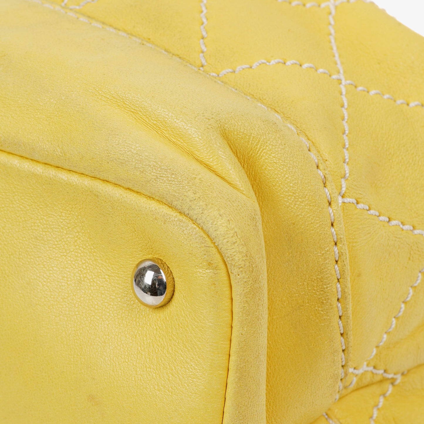 Chanel Yellow Lambskin Bucket Bag With Contrast Stitching And Drawstring, 2005-2006