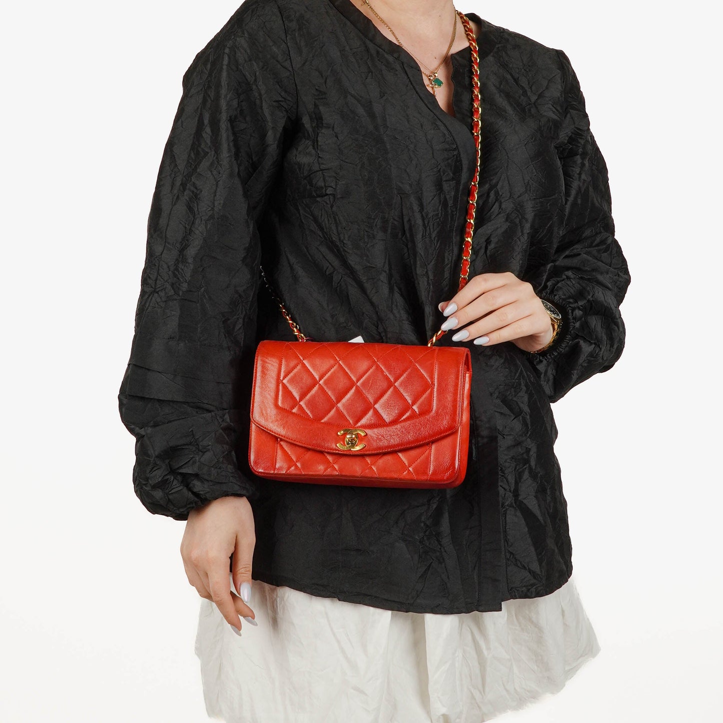 Chanel  Small Diana Flap Bag Red Quilted Leather 24K Gold-Plated Hardware