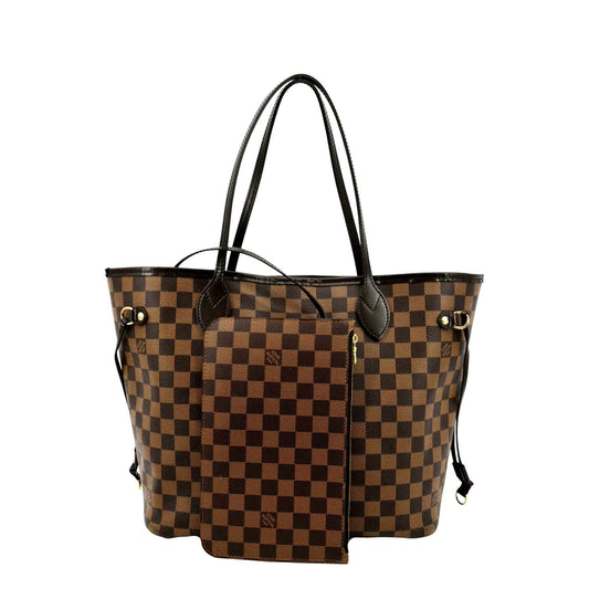 LOUIS VUITTON Neverfull MM Damier Ebene Tote Bag Brown