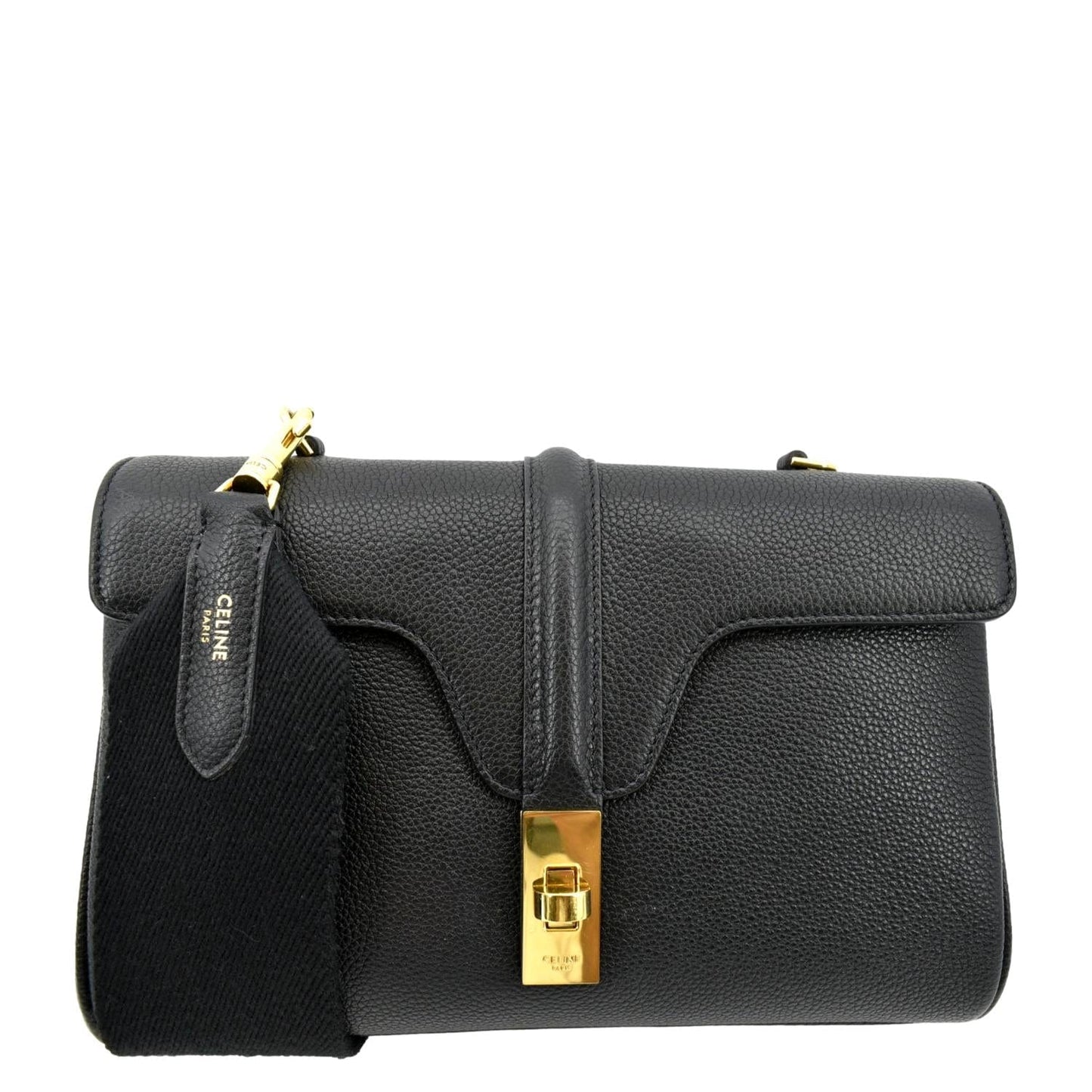 CELINE Teen 16 Calfskin Leather Crossbody Bag Black