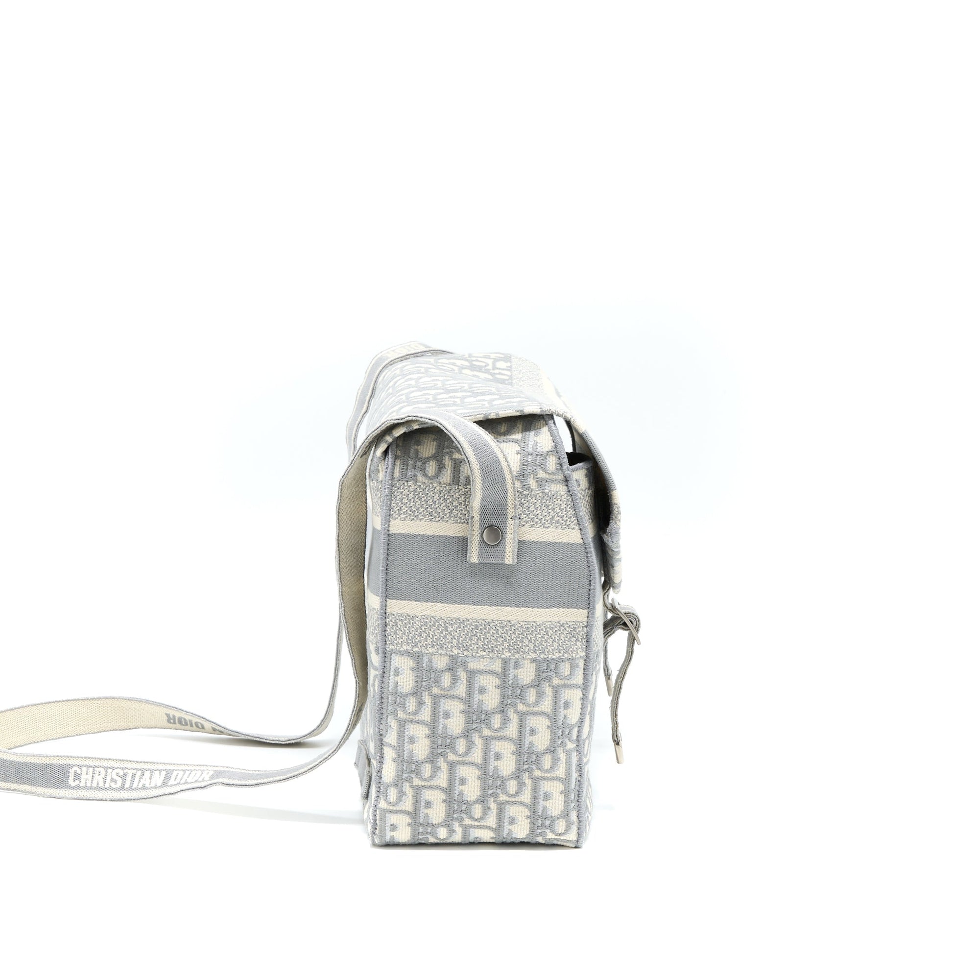 Dior Diorcamp Messenger Purse Oblique Embroidery Light Grey