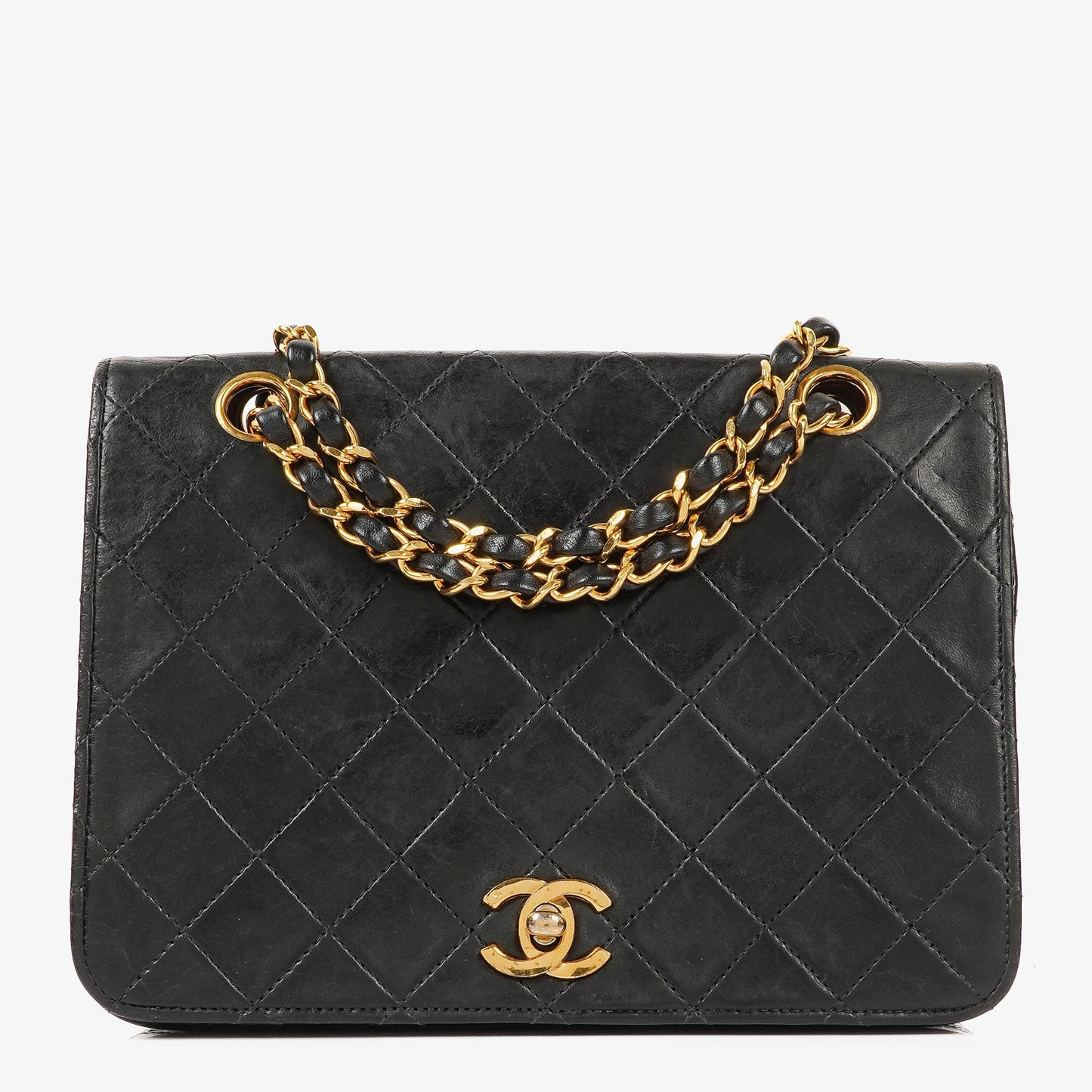 Chanel Full Flap Bag Black Quilted Lambskin 24K Gold-Plated Hardware