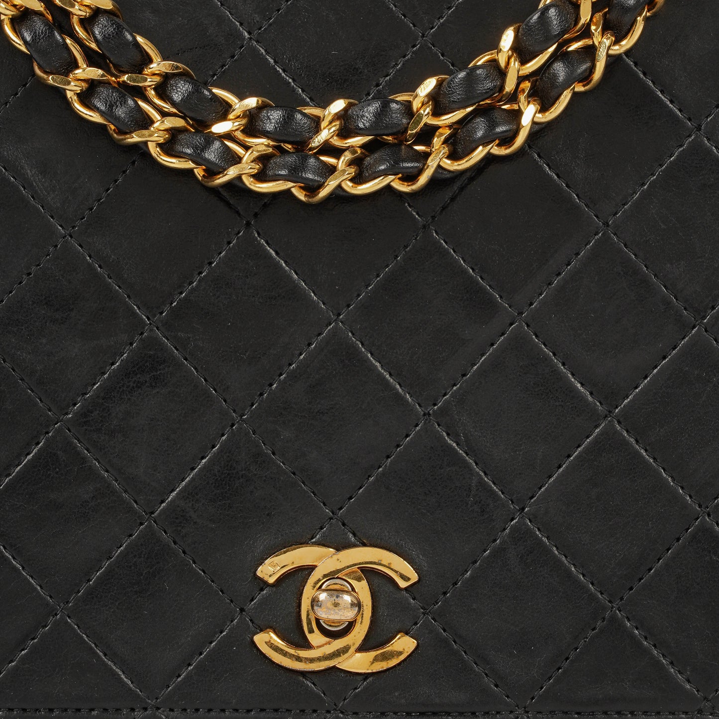 Chanel Full Flap Bag Black Quilted Lambskin 24K Gold-Plated Hardware