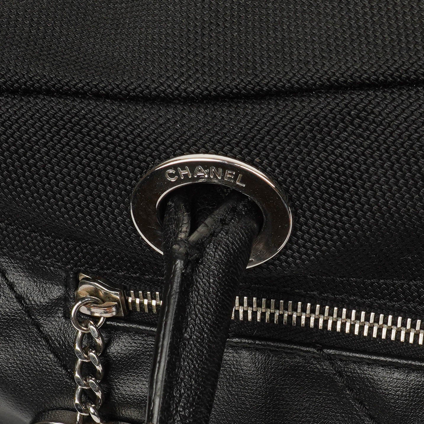 Chanel Black Biarritz Coated Canvas Quilted Large Duffle Bag